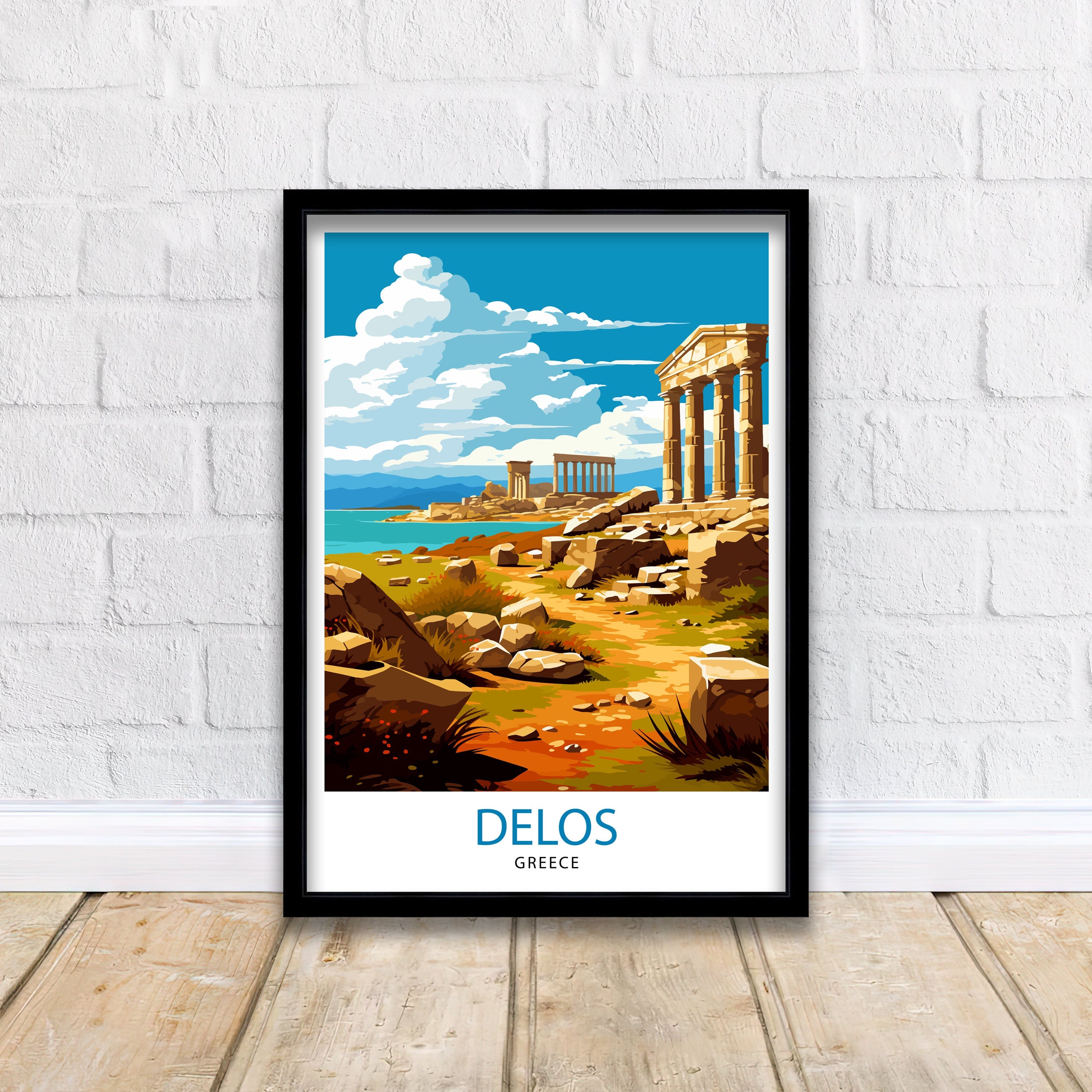Delos Greece Travel Print Delos Island Wall Decor Delos Poster Greek Island Travel Prints Delos Art Print Delos Illustration Delos Wall Art