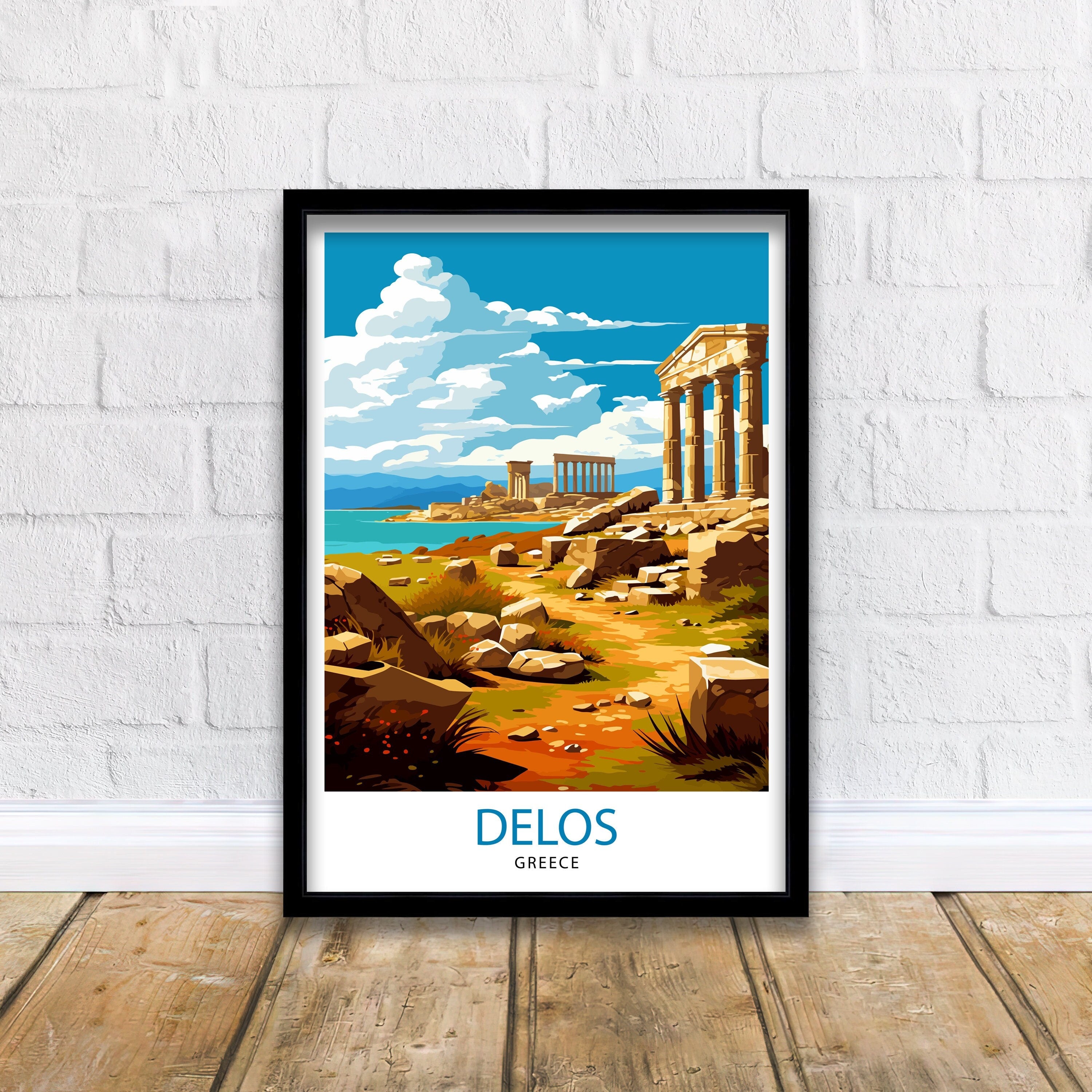Delos Greece Travel Print Delos Island Wall Decor Delos Poster Greek Island Travel Prints Delos Art Print Delos Illustration Delos Wall Art
