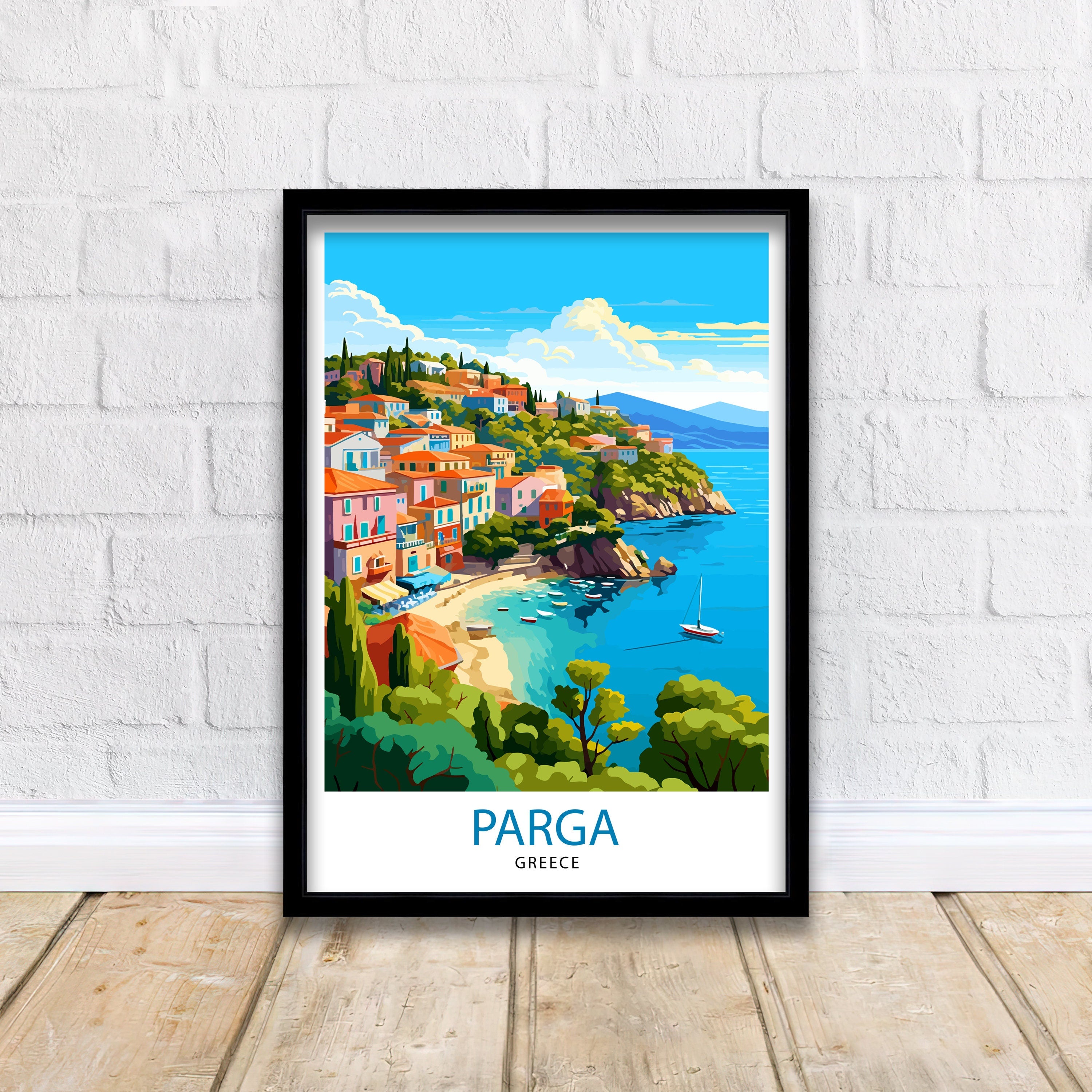Parga Greece Travel Print Parga Wall Decor Parga Poster Greece Travel Prints Parga Art Print Parga Illustration Parga Wall Art