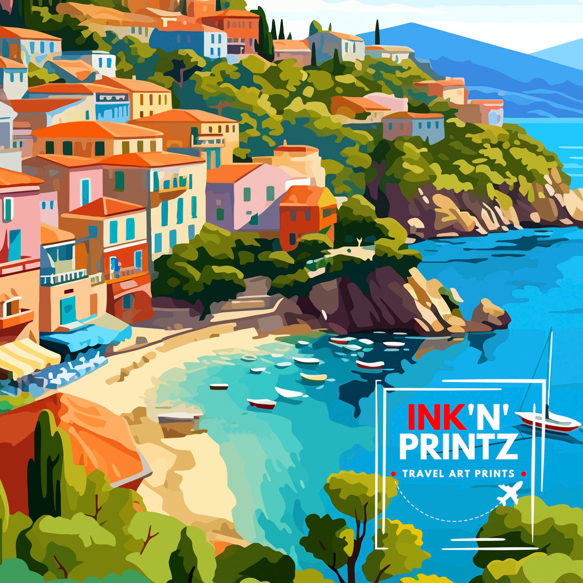 Parga Greece Travel Print Parga Wall Decor Parga Poster Greece Travel Prints Parga Art Print Parga Illustration Parga Wall Art