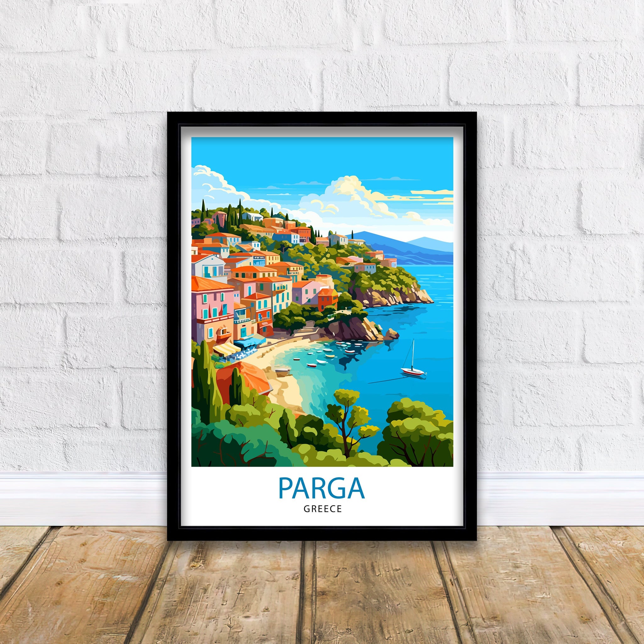 Parga Greece Travel Print Parga Wall Decor Parga Poster Greece Travel Prints Parga Art Print Parga Illustration Parga Wall Art