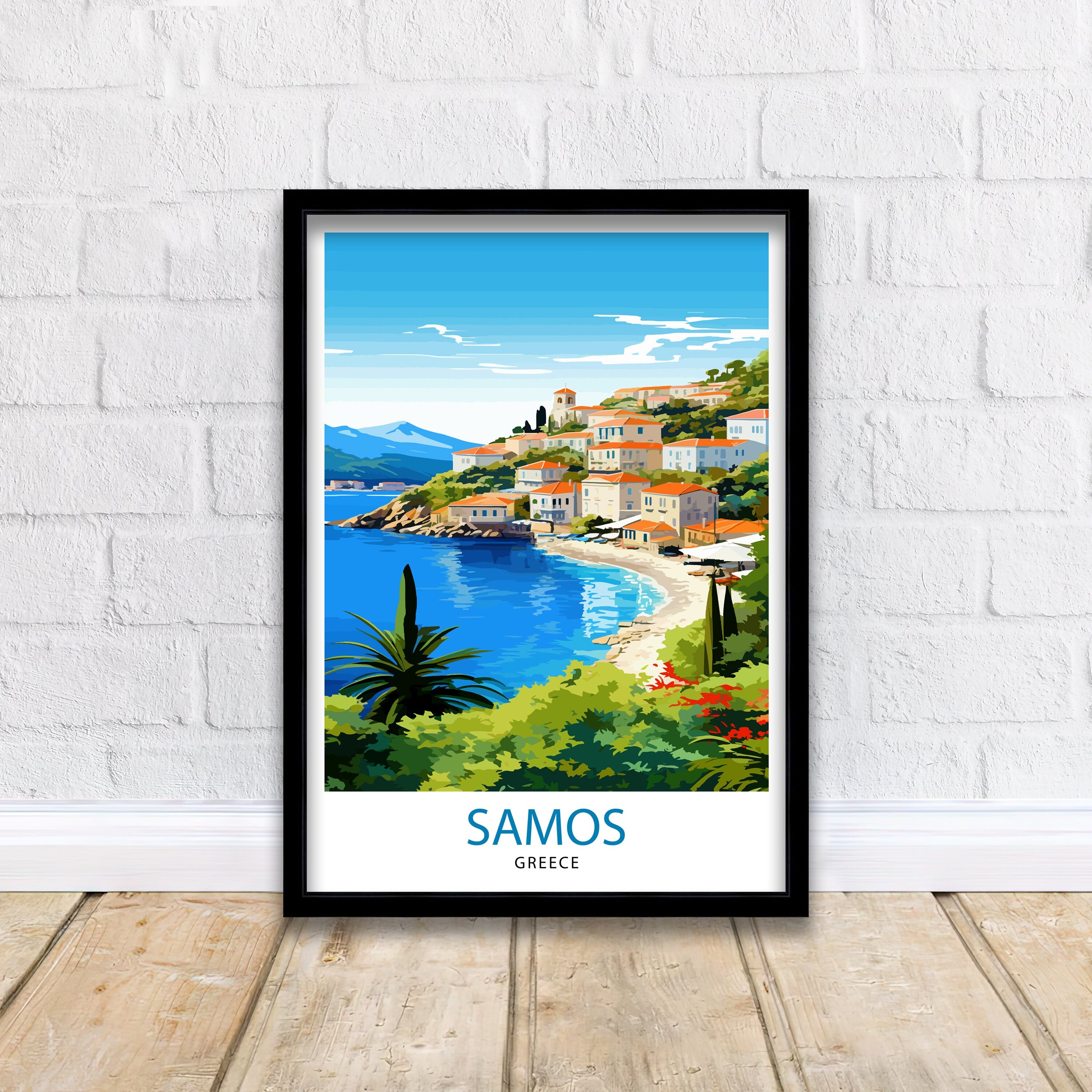 Samos Greece Travel Print Greek Island Wall Decor Samos Island Poster Greece Travel Prints Samos Art Print Samos Illustration Samos