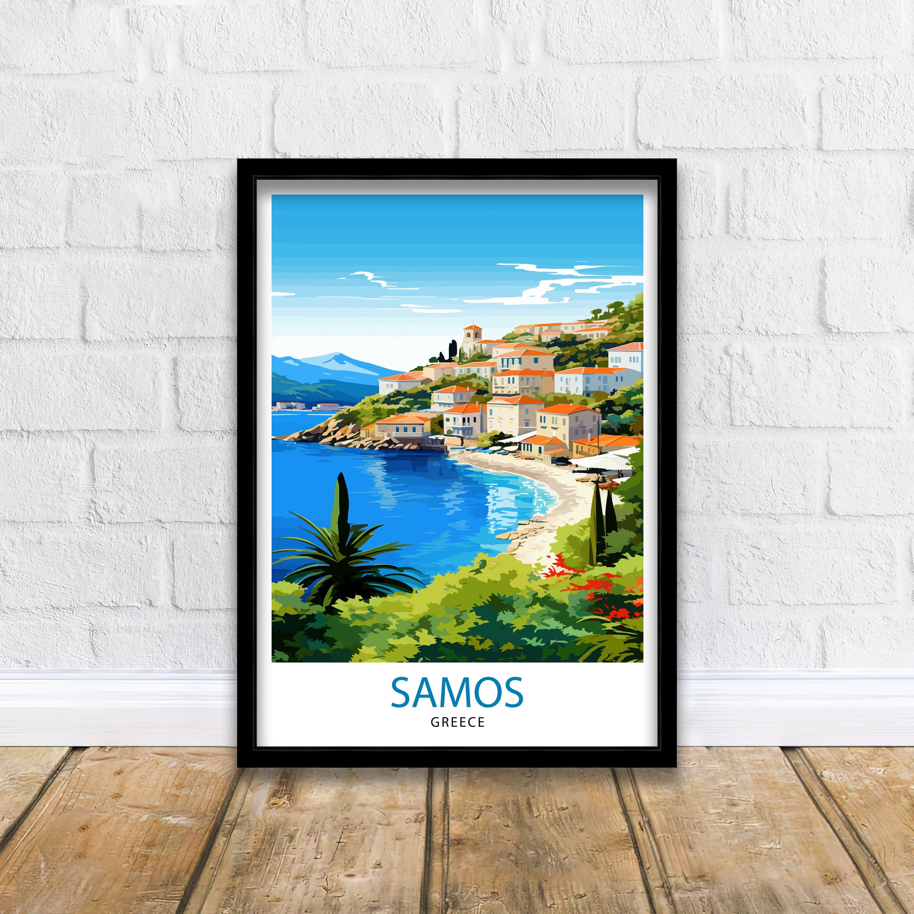 Samos Greece Travel Print Greek Island Wall Decor Samos Island Poster Greece Travel Prints Samos Art Print Samos Illustration Samos