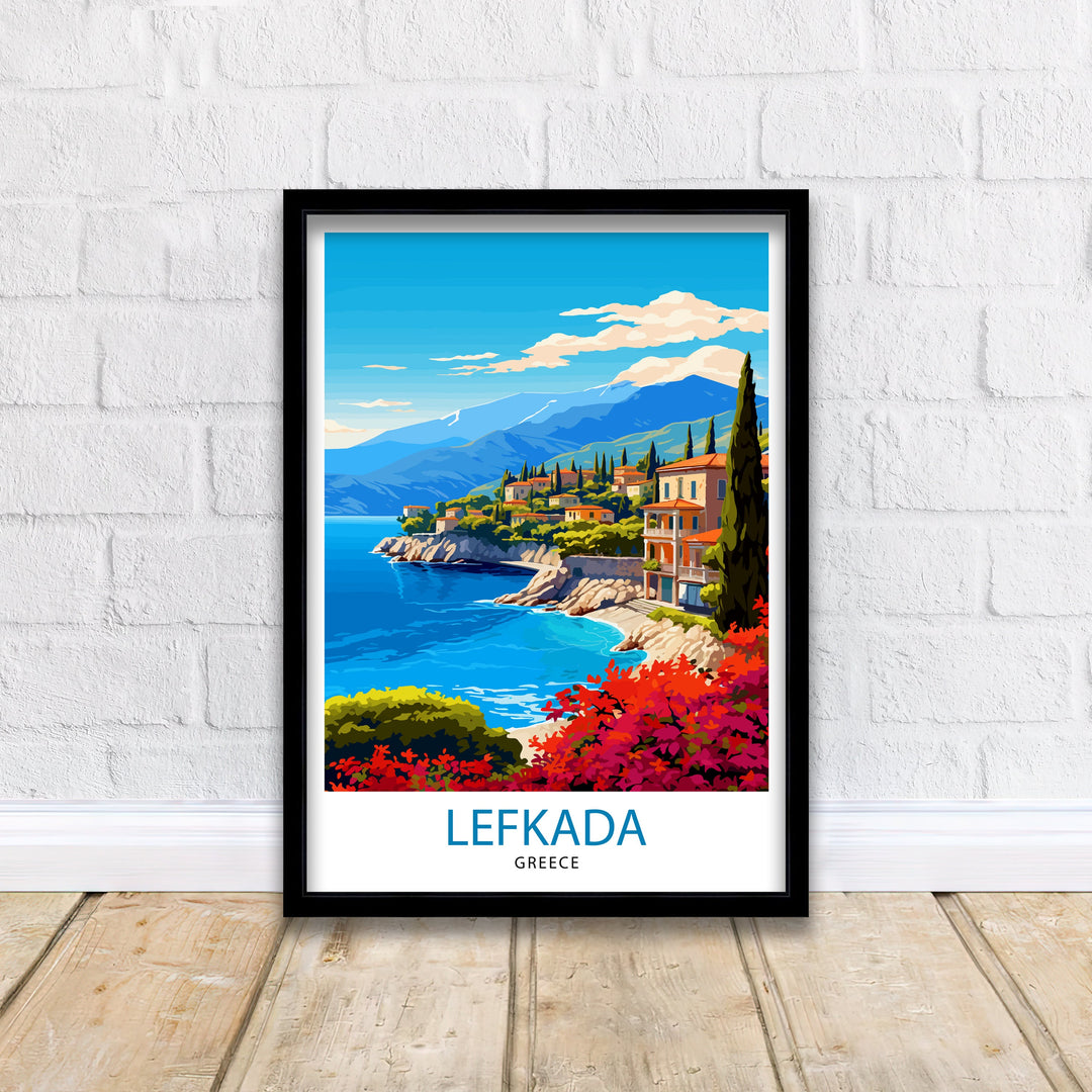 Lefkada Greece Travel Print Lefkada Wall Decor Lefkada Poster Greece Travel Prints Lefkada Art Print Lefkada Illustration Lefkada Wall Art
