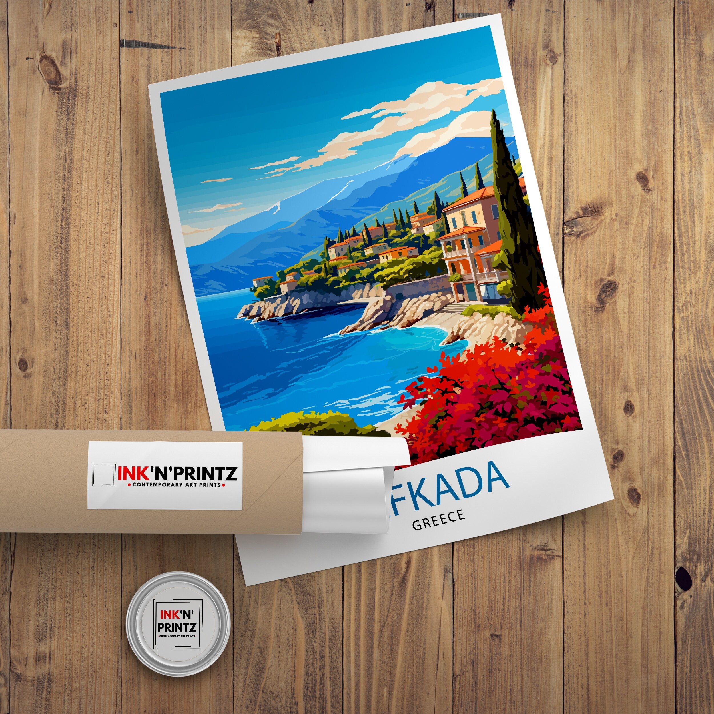 Lefkada Greece Travel Print Lefkada Wall Decor Lefkada Poster Greece Travel Prints Lefkada Art Print Lefkada Illustration Lefkada Wall Art