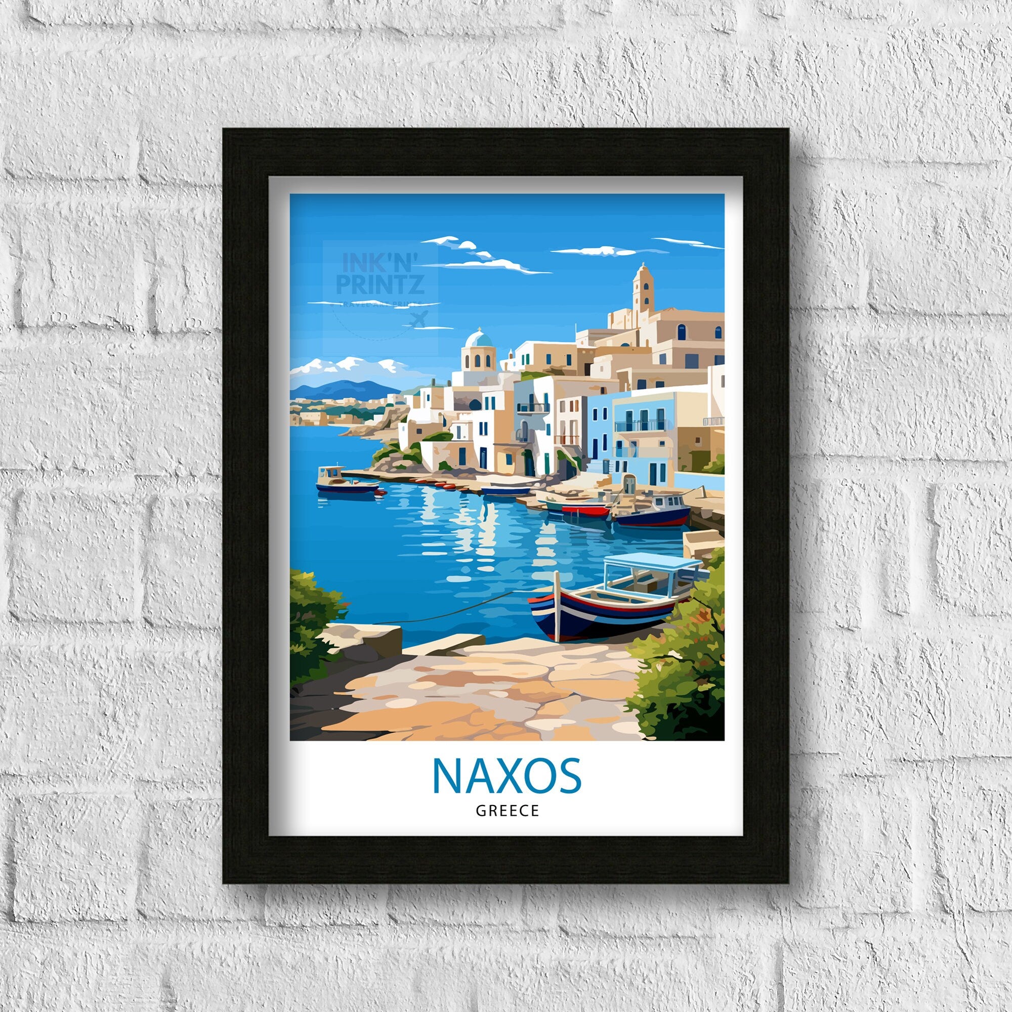 Naxos Greece Travel Poster, Aegean Island Art Print
