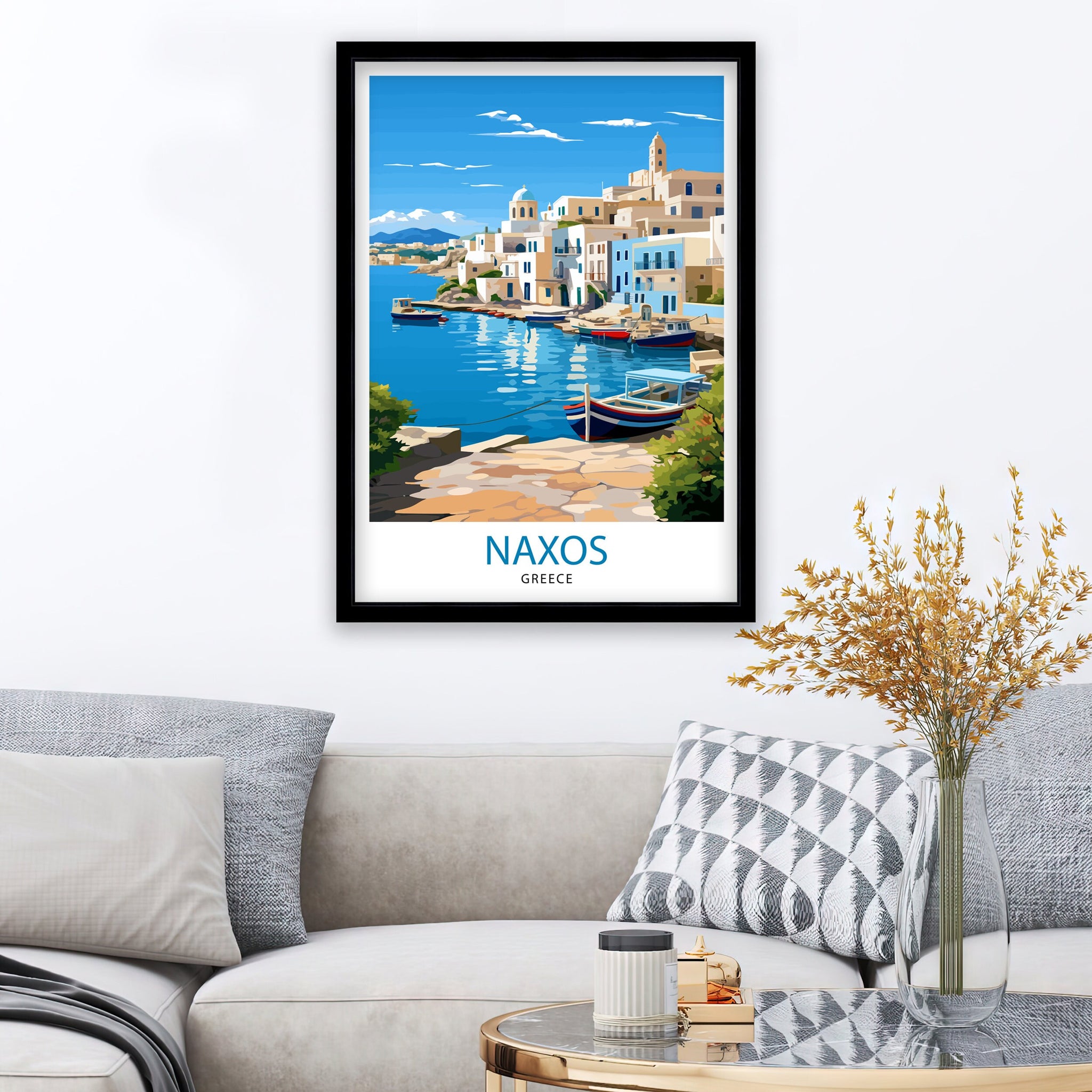 Naxos Greece Travel Poster, Aegean Island Art Print