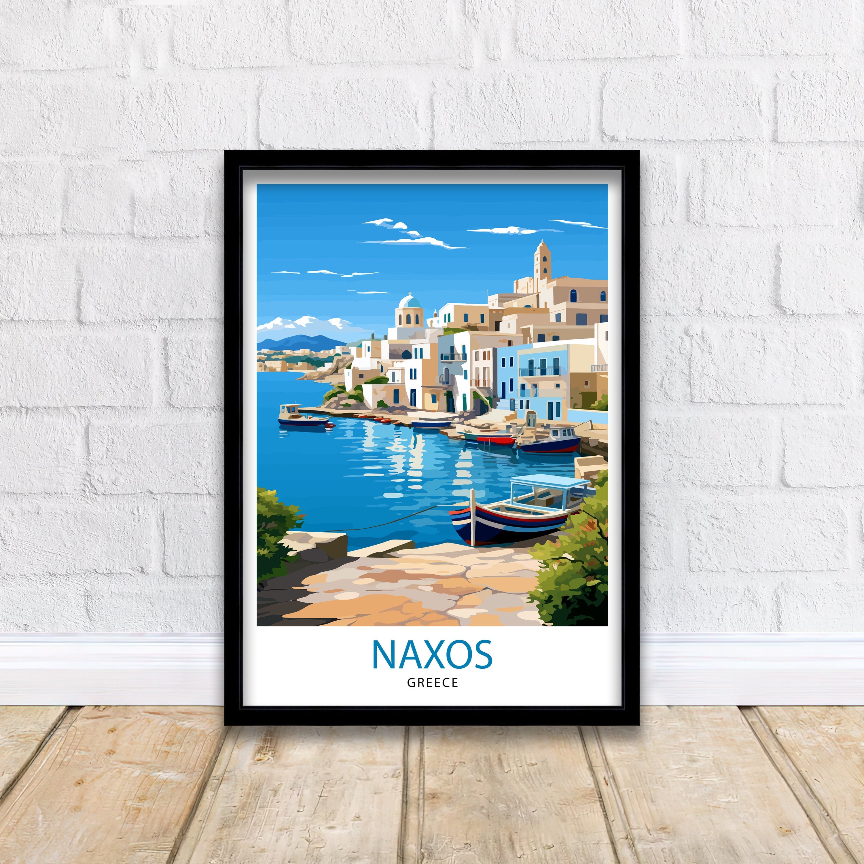 Naxos Greece Travel Poster, Aegean Island Art Print