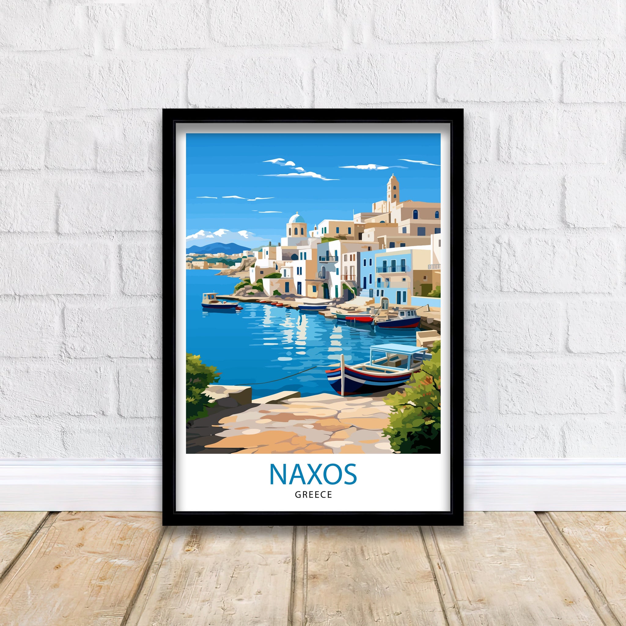 Naxos Greece Travel Poster, Aegean Island Art Print