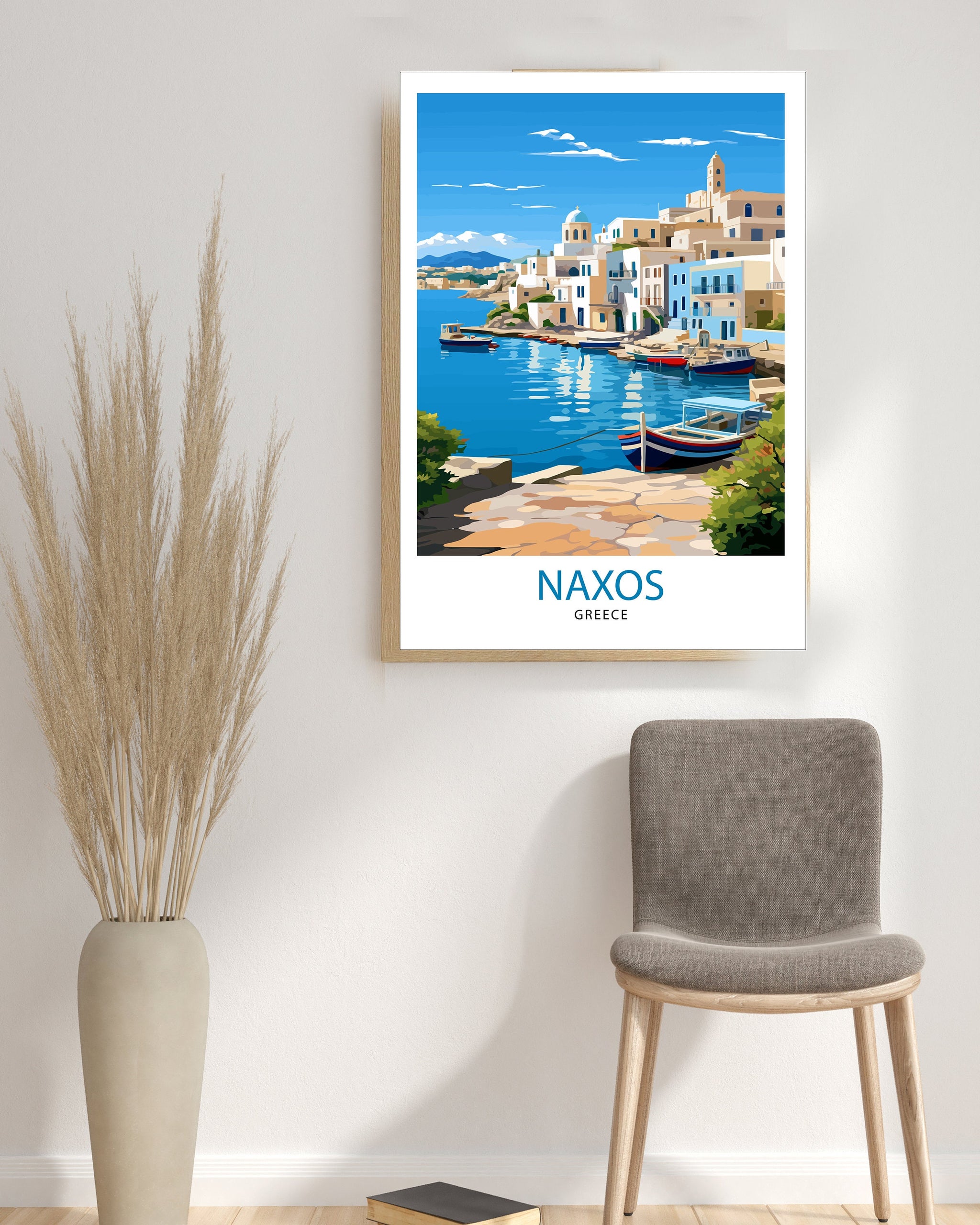 Naxos Greece Travel Poster, Aegean Island Art Print