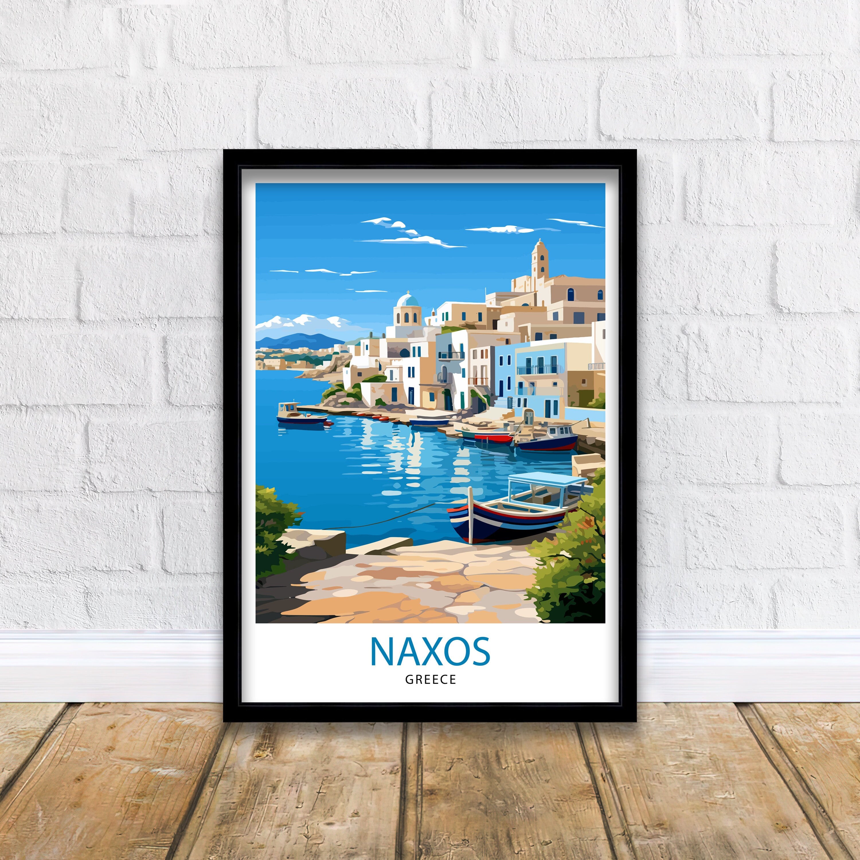 Naxos Greece Travel Poster, Aegean Island Art Print