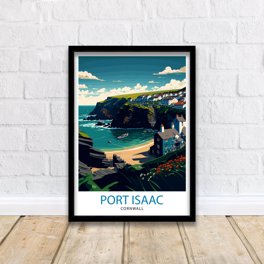 Port Isaac Cornwall Travel Poster Coastal