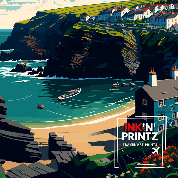 Port Isaac Cornwall Travel Poster Coastal