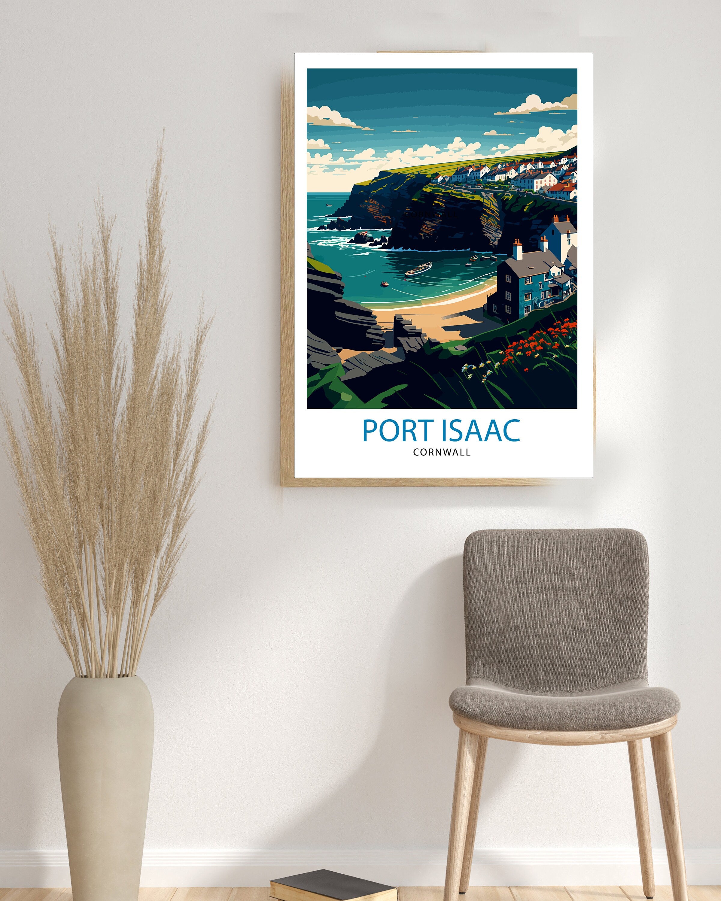 Port Isaac Cornwall Travel Print, Coastal Art