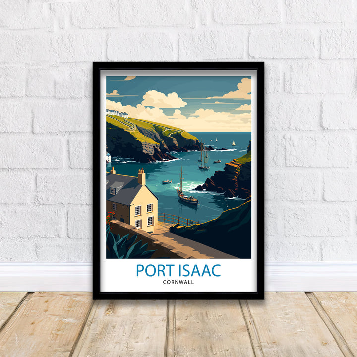 Port Isaac Cornwall Travel Poster Coastal