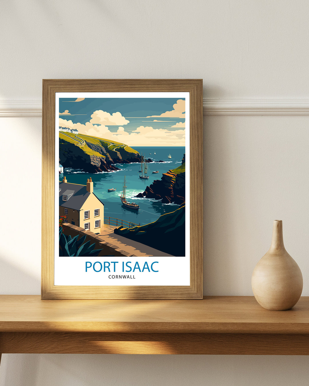 Port Isaac Cornwall Travel Poster Coastal