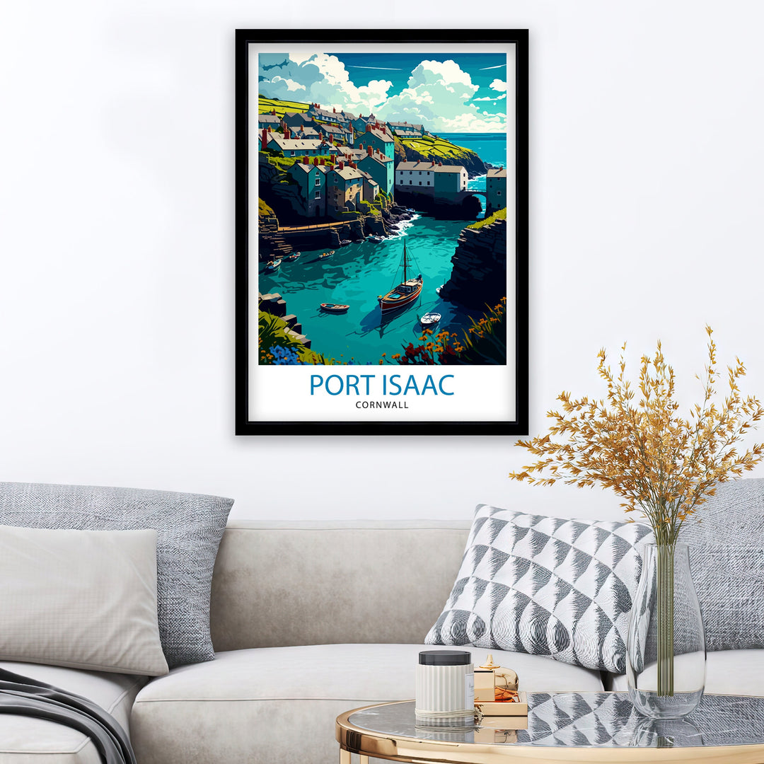 Port Isaac Cornwall Travel Poster Coastal