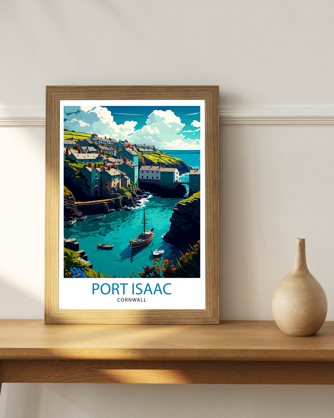 Port Isaac Cornwall Travel Poster Coastal