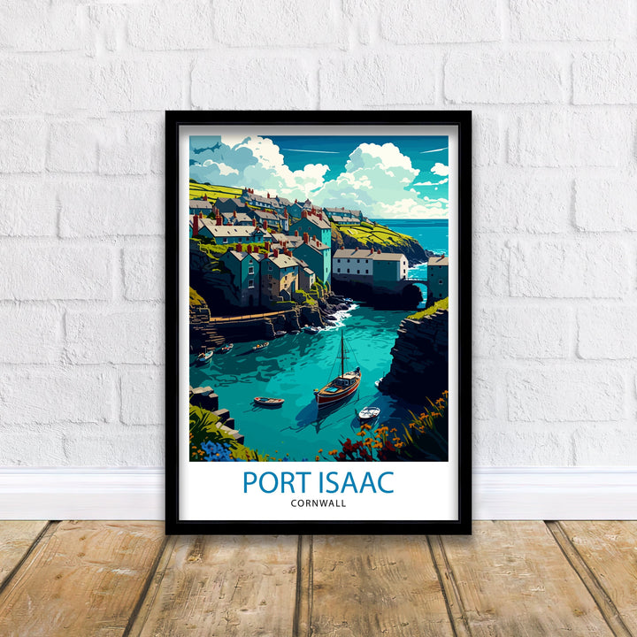 Port Isaac Cornwall Travel Poster Coastal