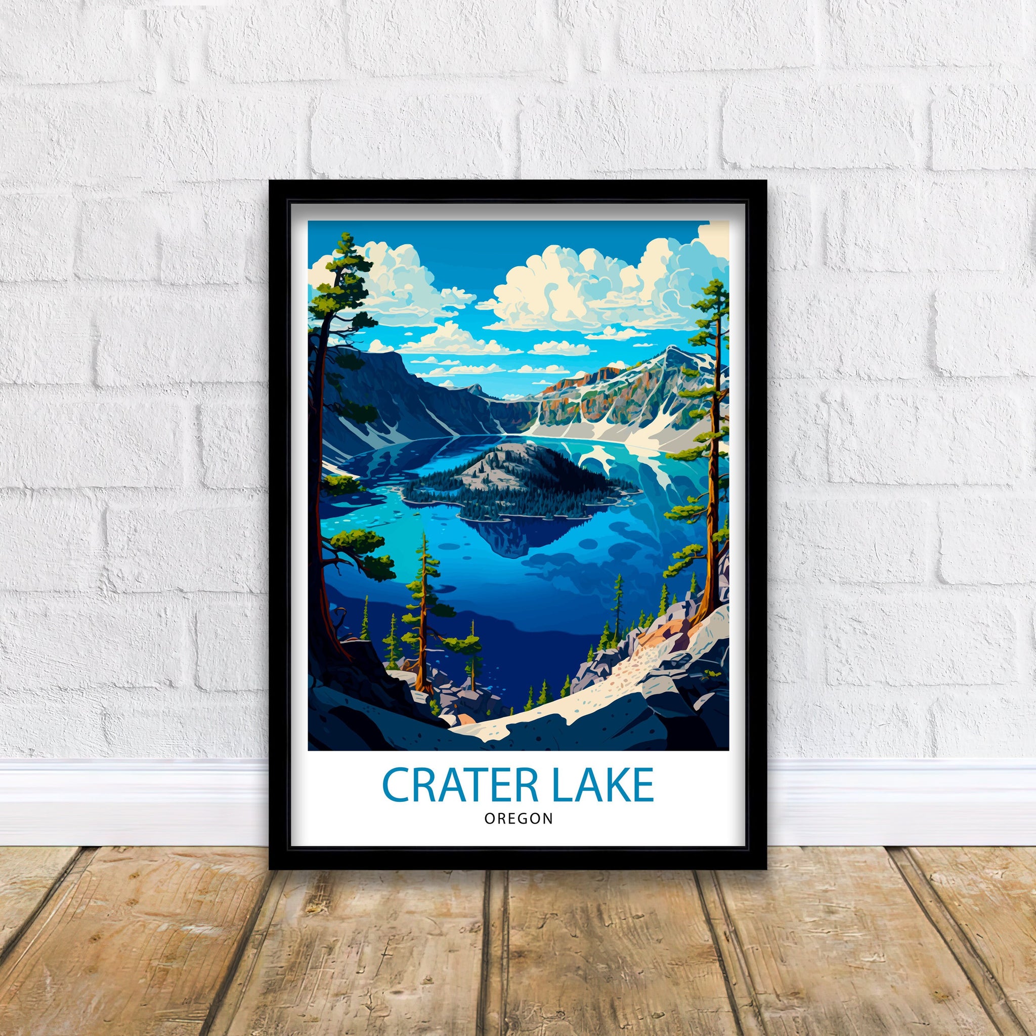 Crater Lake Oregon Travel Print Oregon Wall Decor Crater Lake Poster Pacific Northwest Travel Prints Oregon Art Print Crater Lake