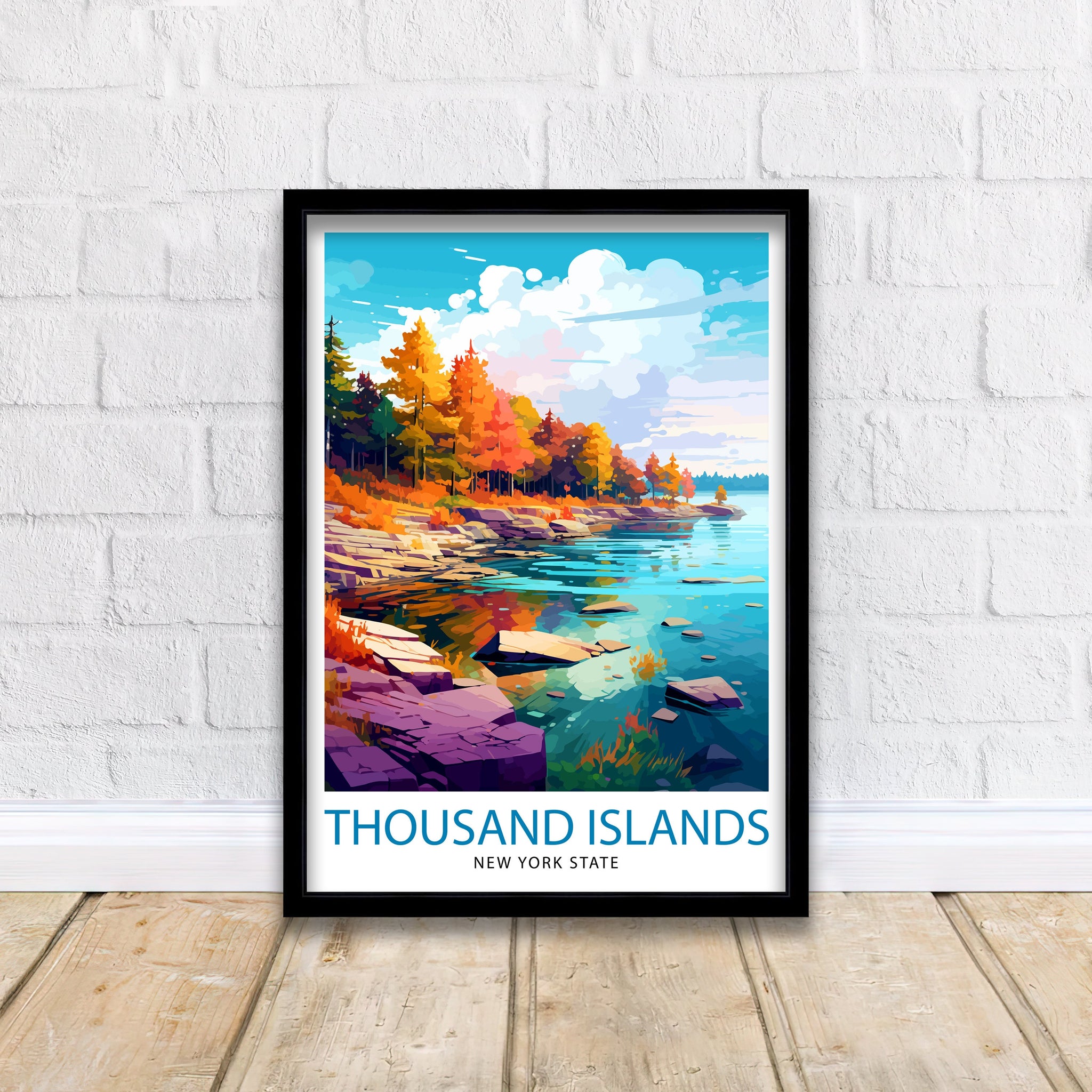 Thousand Islands New York State Travel Print| NY Wall Decor Thousand Islands Poster New York Travel Prints Thousand Islands