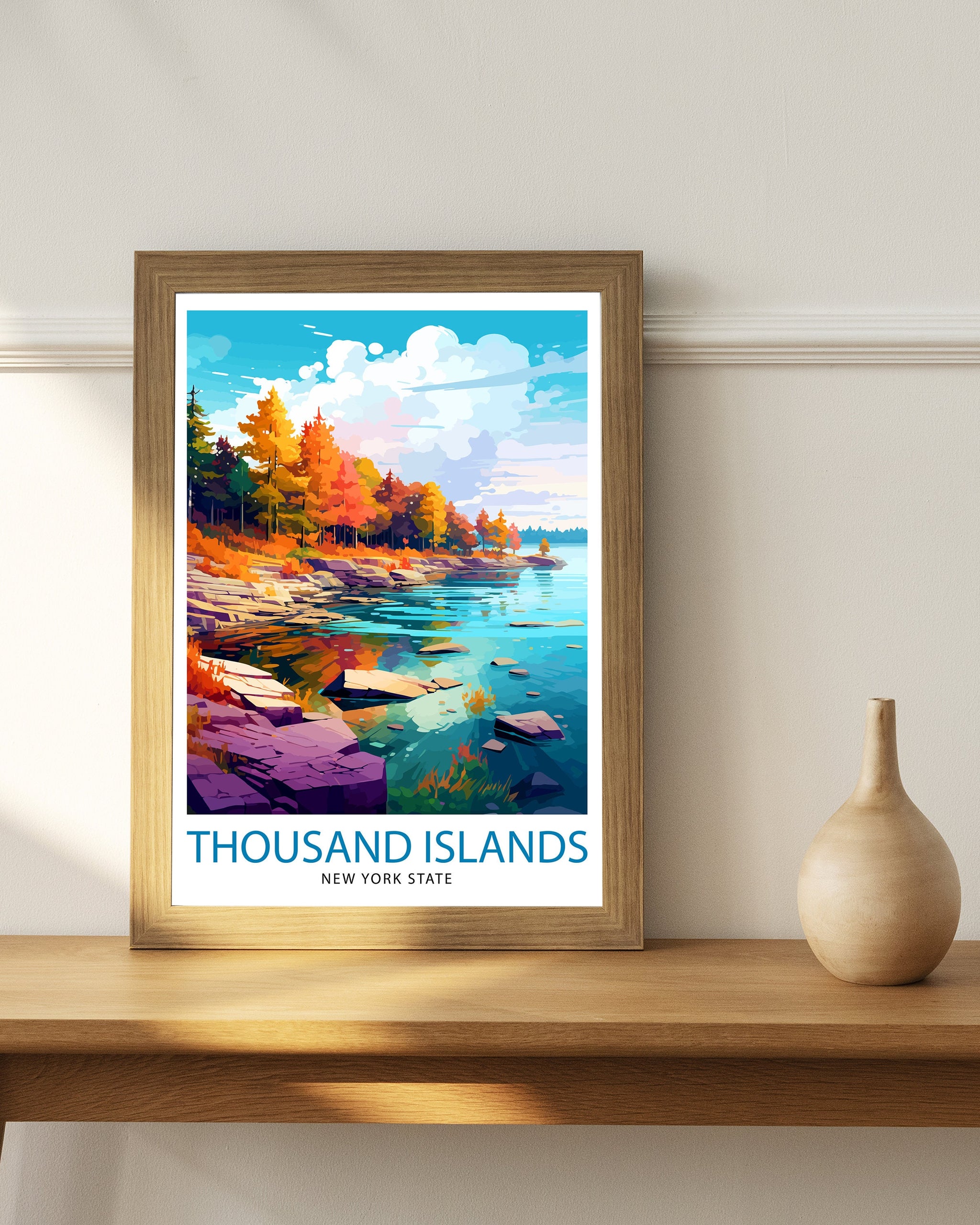 Thousand Islands New York State Travel Print| NY Wall Decor Thousand Islands Poster New York Travel Prints Thousand Islands