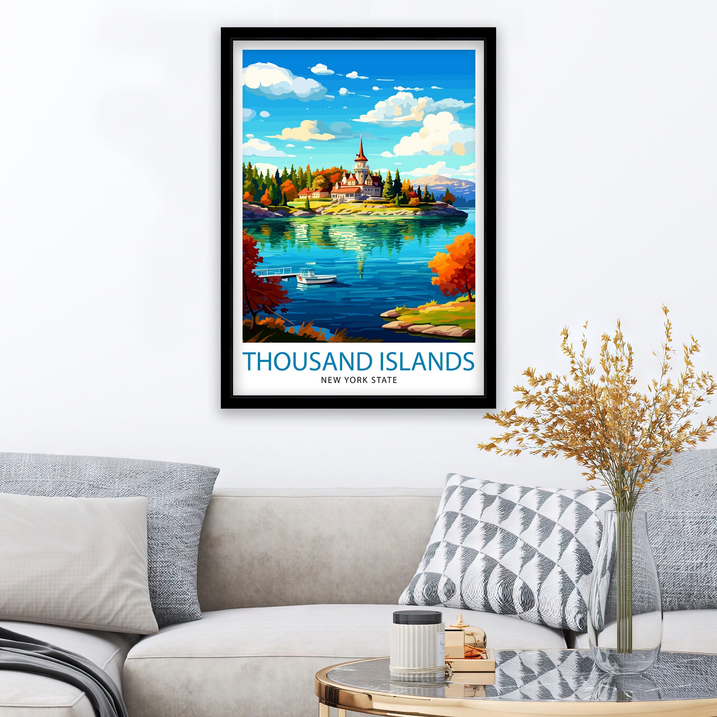 Thousand Islands New York State Travel Print| NY Wall Decor Thousand Islands Poster New York Travel Prints Thousand Islands