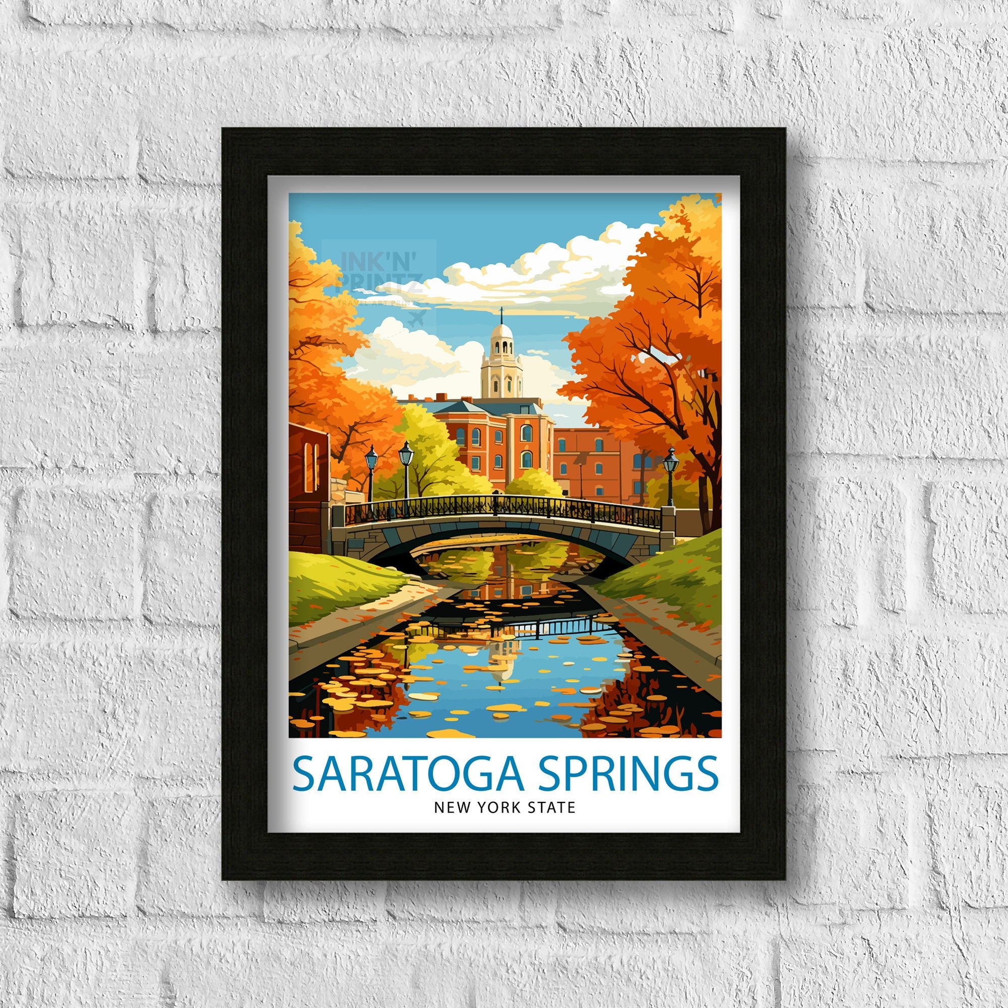 Saratoga Springs New York State Travel Print| New York Wall Decor Saratoga Springs Poster Upstate New York Travel Prints Saratoga Springs