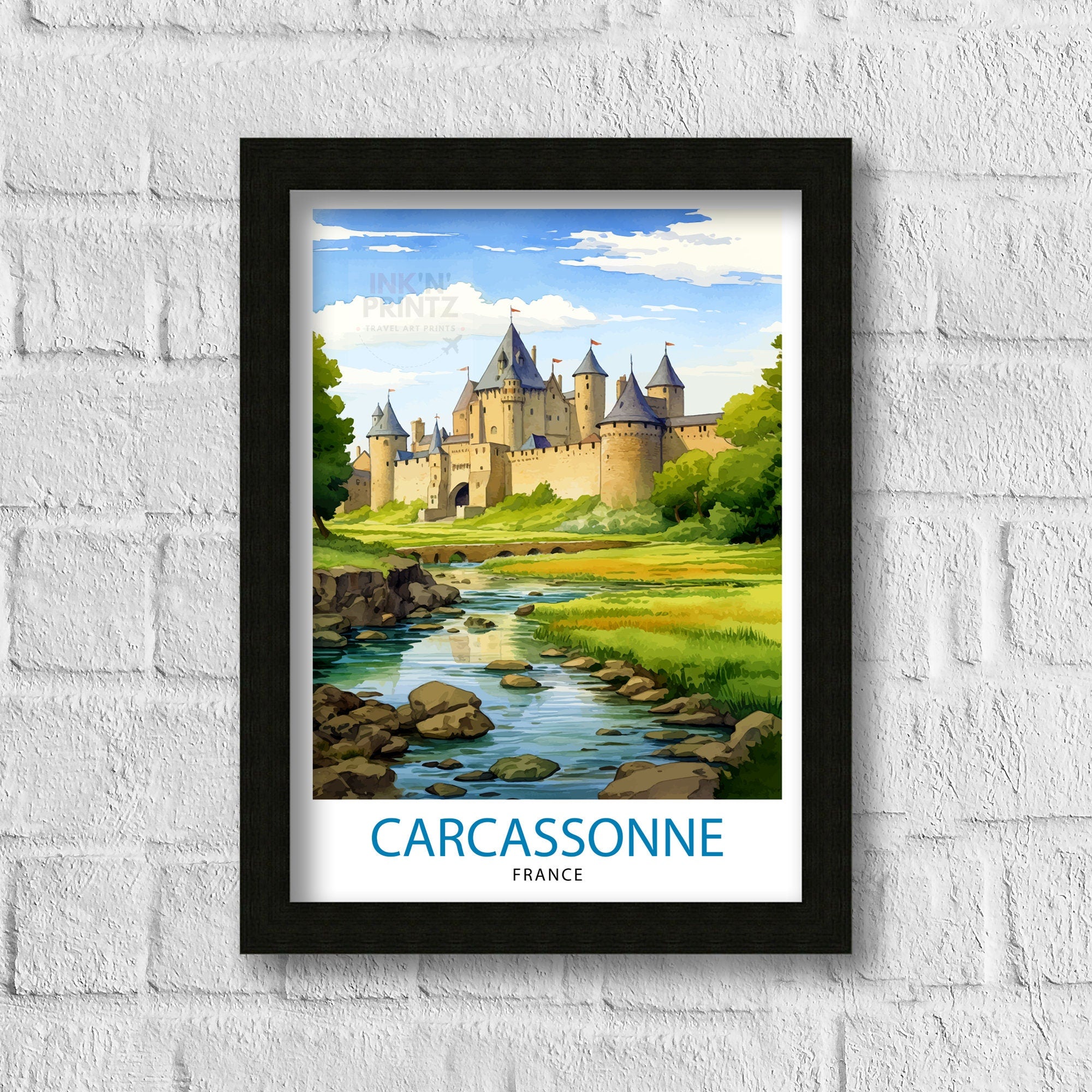 Carcassonne France Travel Print Carcassonne Wall Decor Carcassonne Poster France Travel Prints Carcassonne Art Print Carcassonne