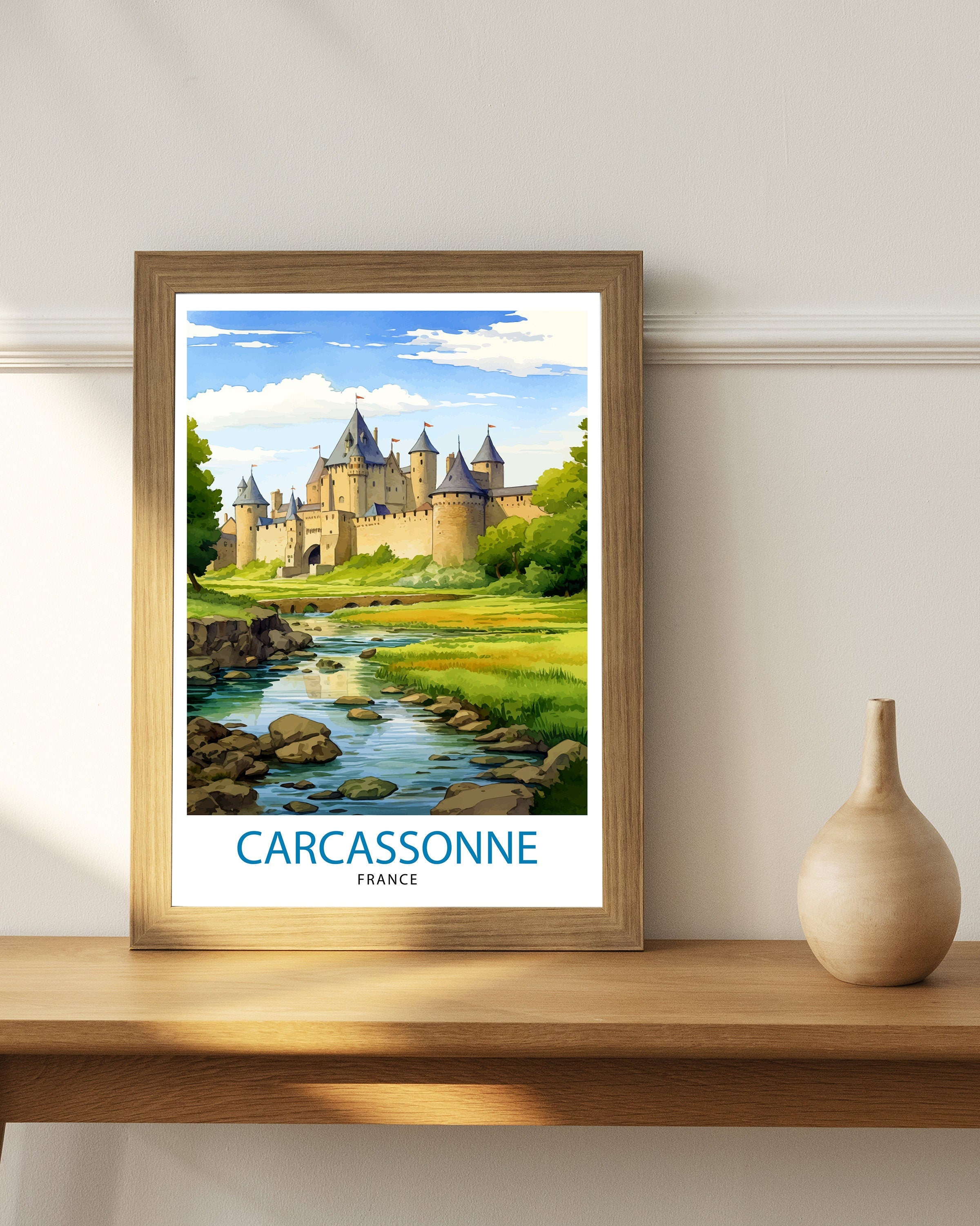 Carcassonne France Travel Print Carcassonne Wall Decor Carcassonne Poster France Travel Prints Carcassonne Art Print Carcassonne