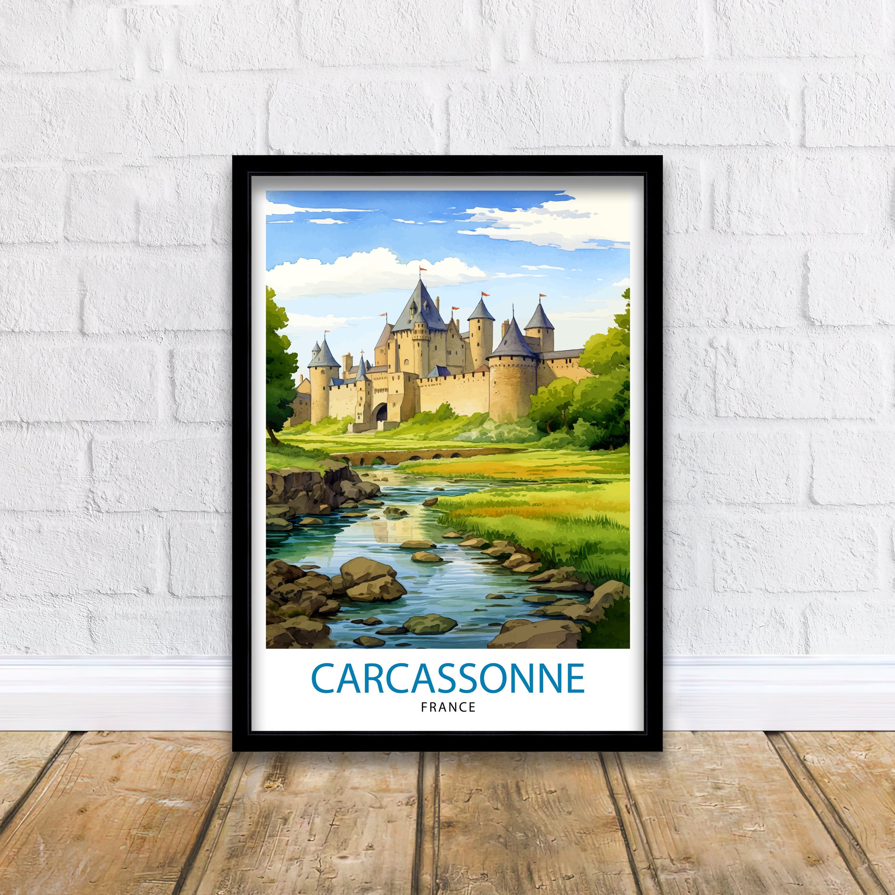 Carcassonne France Travel Print Carcassonne Wall Decor Carcassonne Poster France Travel Prints Carcassonne Art Print Carcassonne
