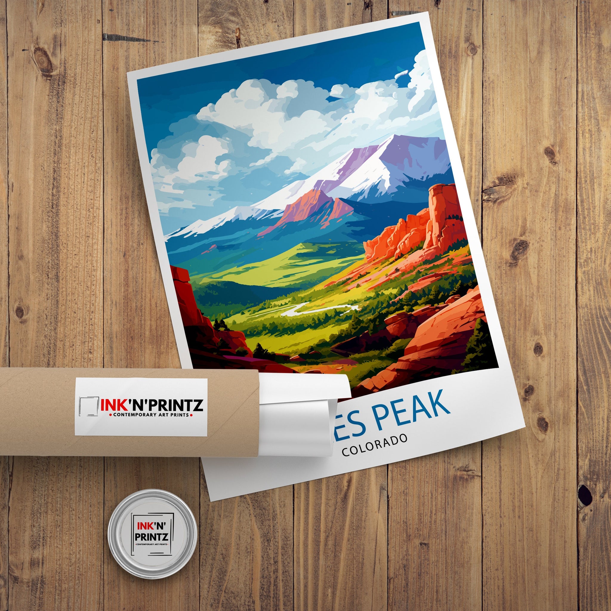 Pikes Peak Colorado Travel Print Mountain Wall Decor Pikes Peak Poster Colorado Travel Prints Nature Art Print Rocky Mountain Illustration