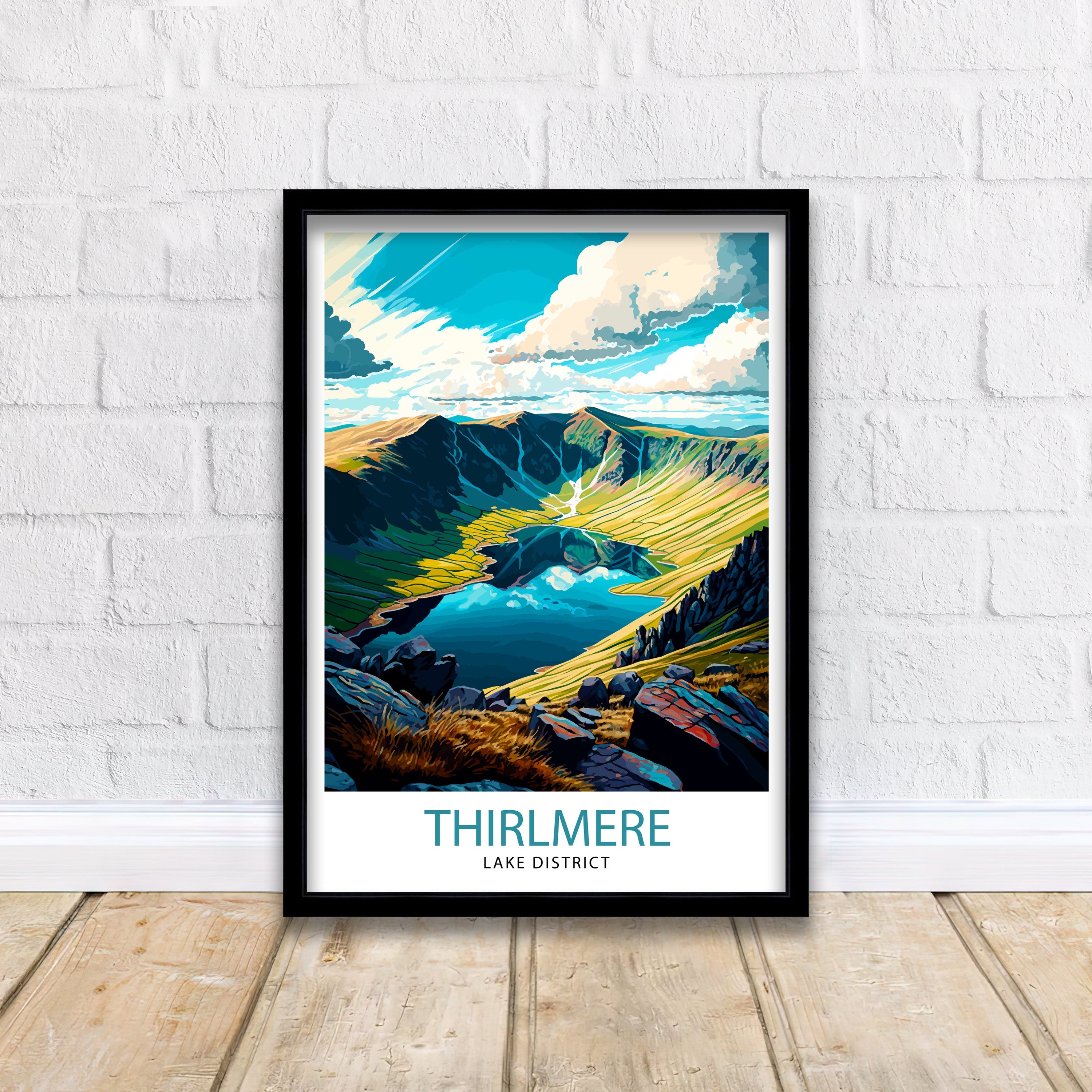 Thirlmere Lake District Travel Print Lake District Wall Decor Lake District Home Living Decor, Thirlmere Illustration Travel Poster Gift