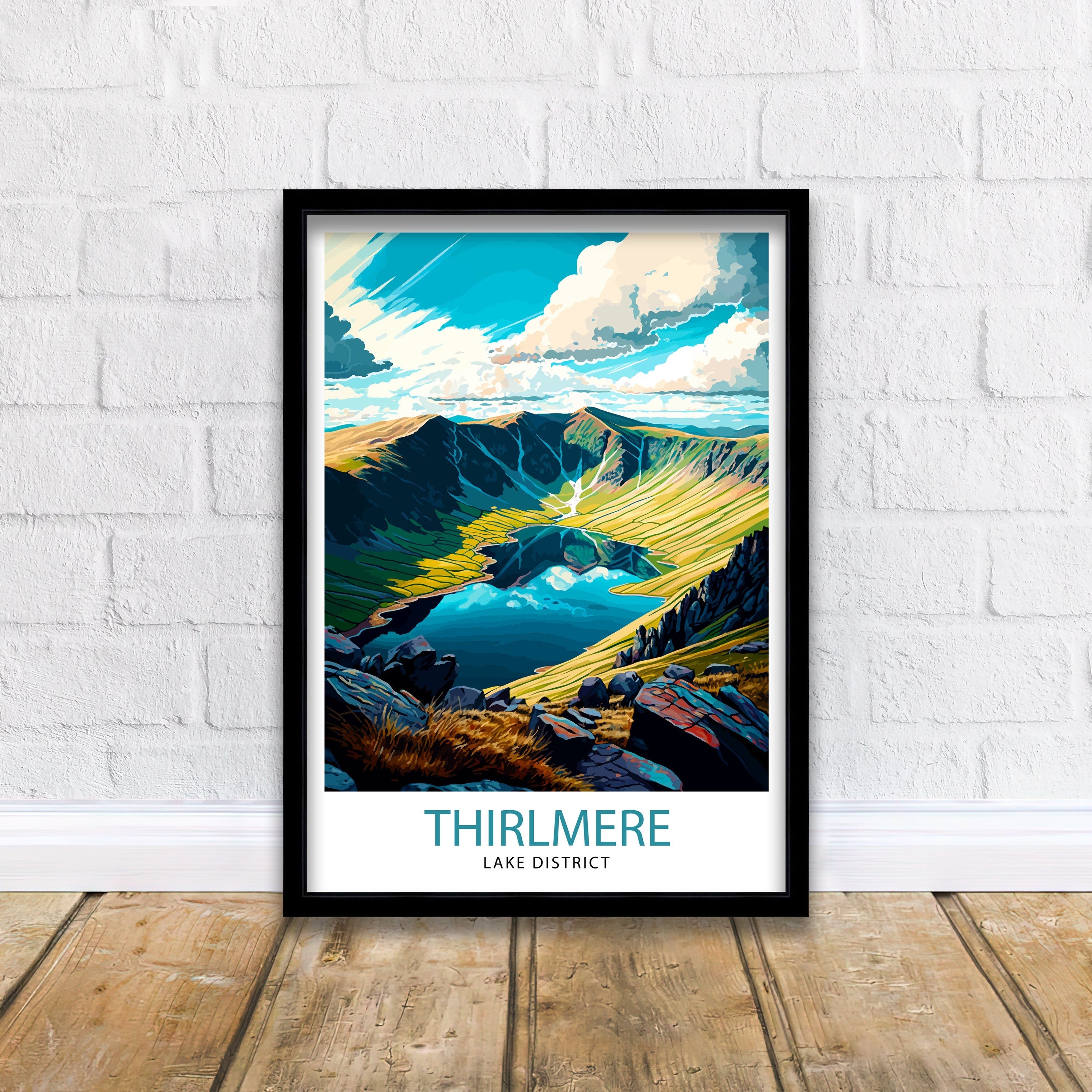 Thirlmere Lake District Travel Print Lake District Wall Decor Lake District Home Living Decor, Thirlmere Illustration Travel Poster Gift