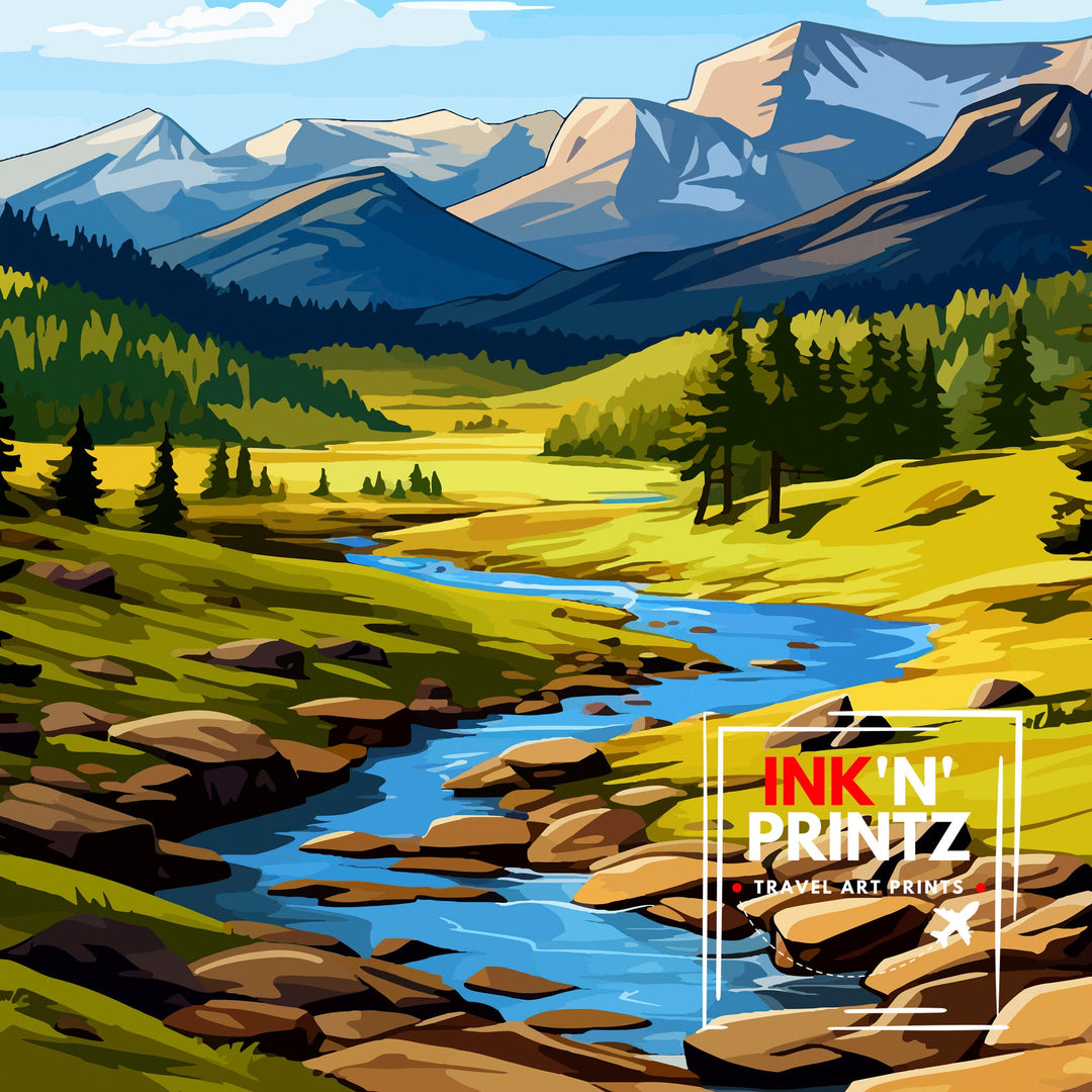 Estes Park Colorado Travel Print Colorado Wall Decor Estes Park Poster Rocky Mountain Travel Prints Colorado Art Print Estes Park