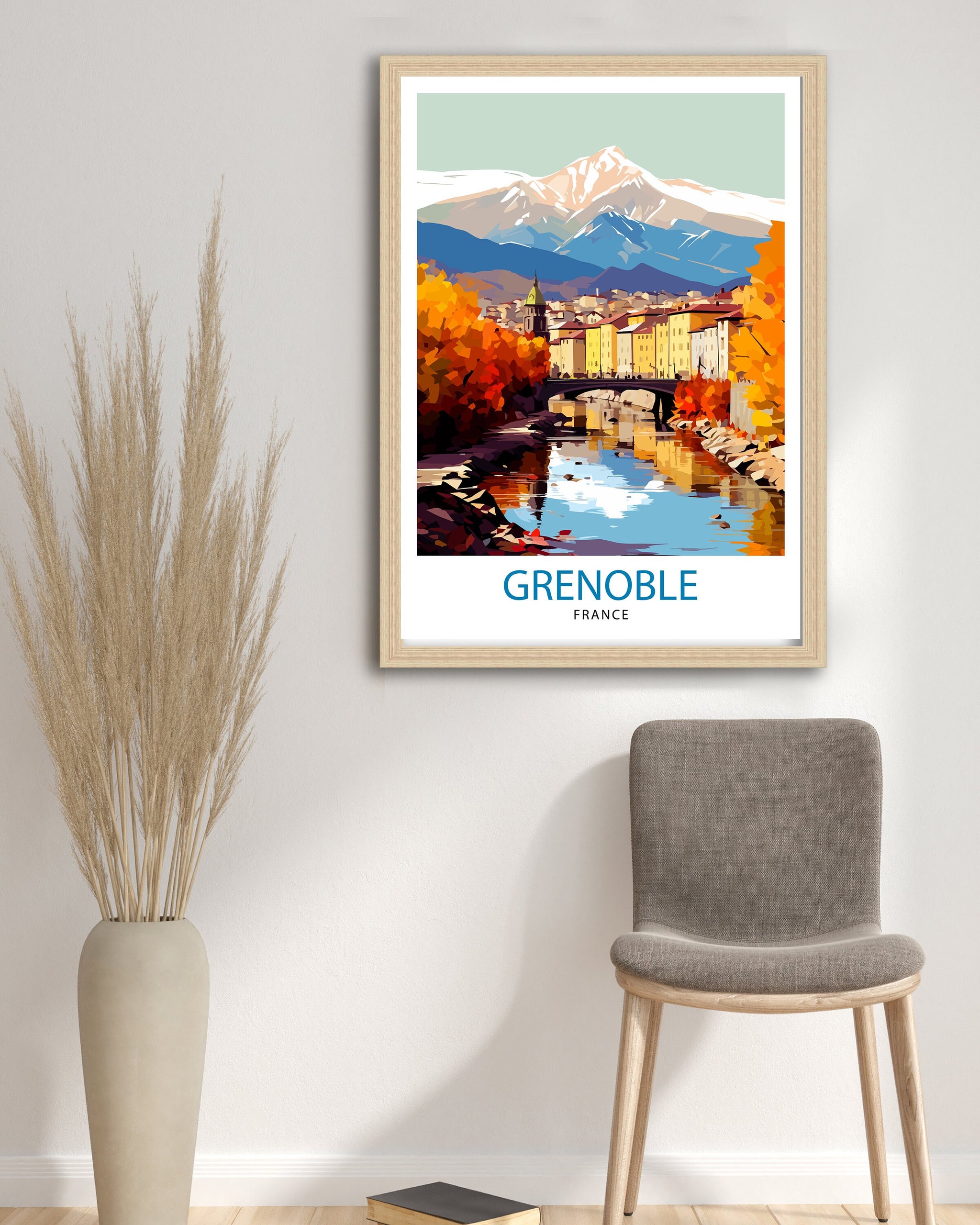 Grenoble France Travel Print France Wall Decor Grenoble Poster French Alps Travel Prints France Art Print Grenoble Illustration French