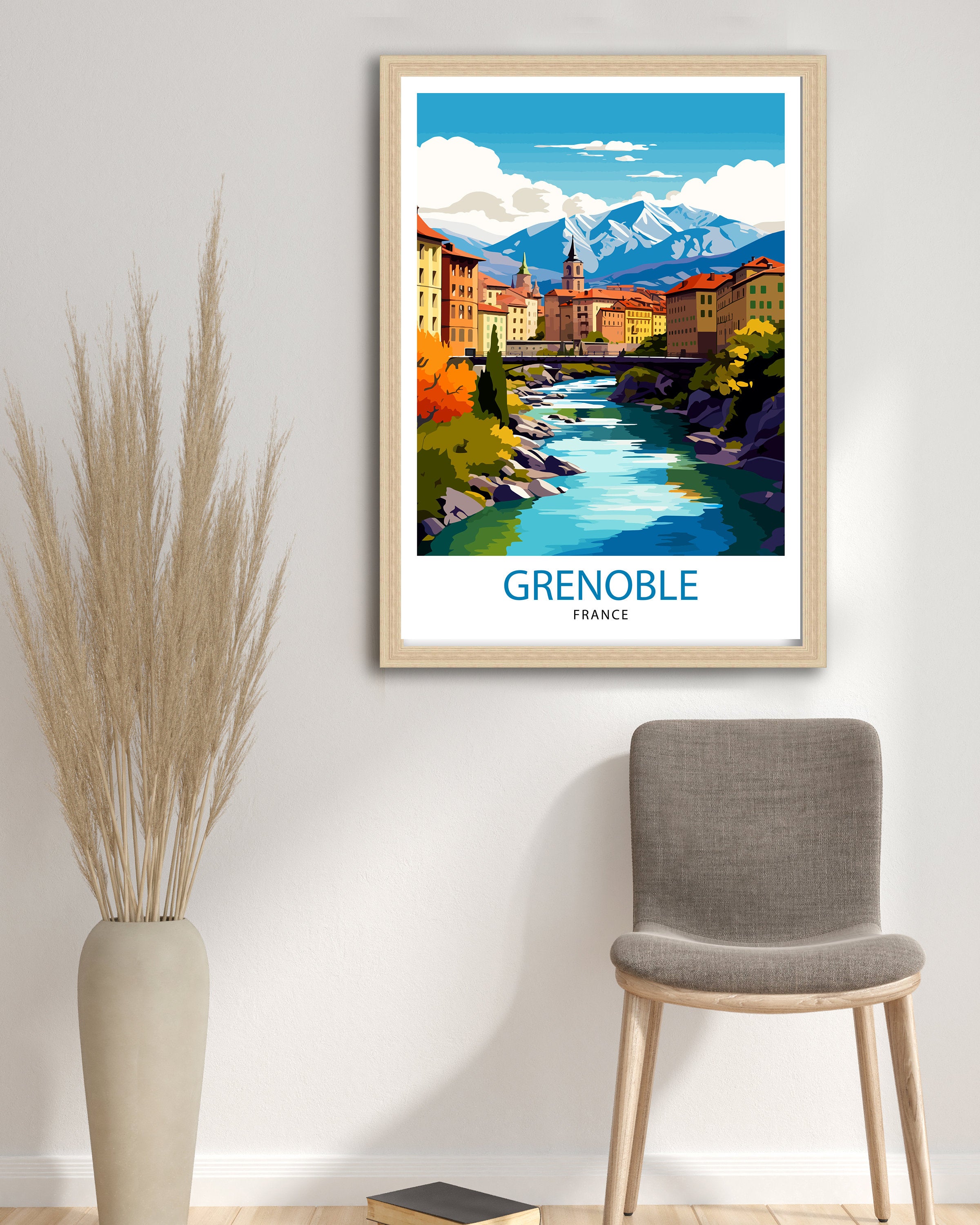 Grenoble France Travel Print France Wall Decor Grenoble Poster French Alps Travel Prints France Art Print Grenoble Illustration French