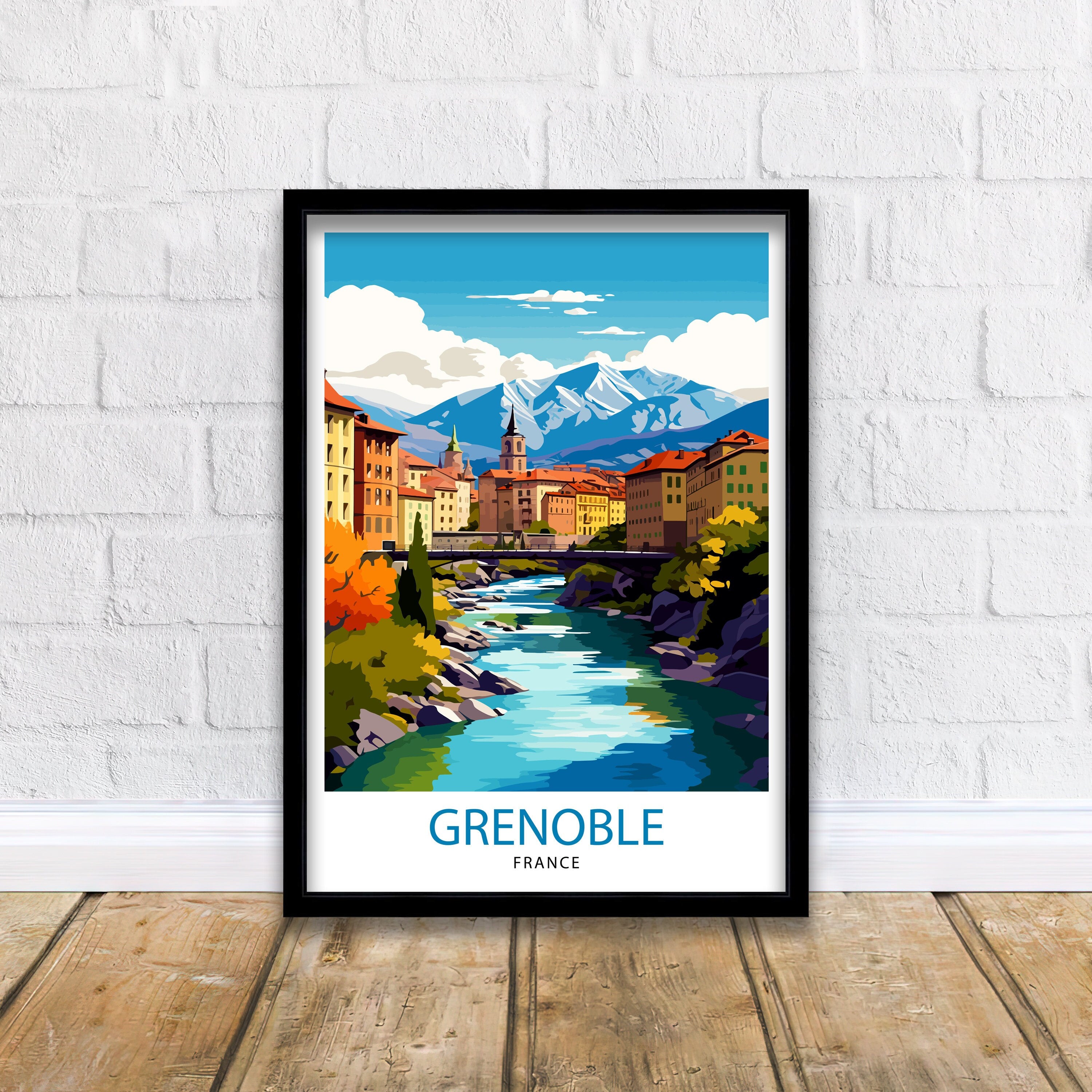 Grenoble France Travel Print France Wall Decor Grenoble Poster French Alps Travel Prints France Art Print Grenoble Illustration French