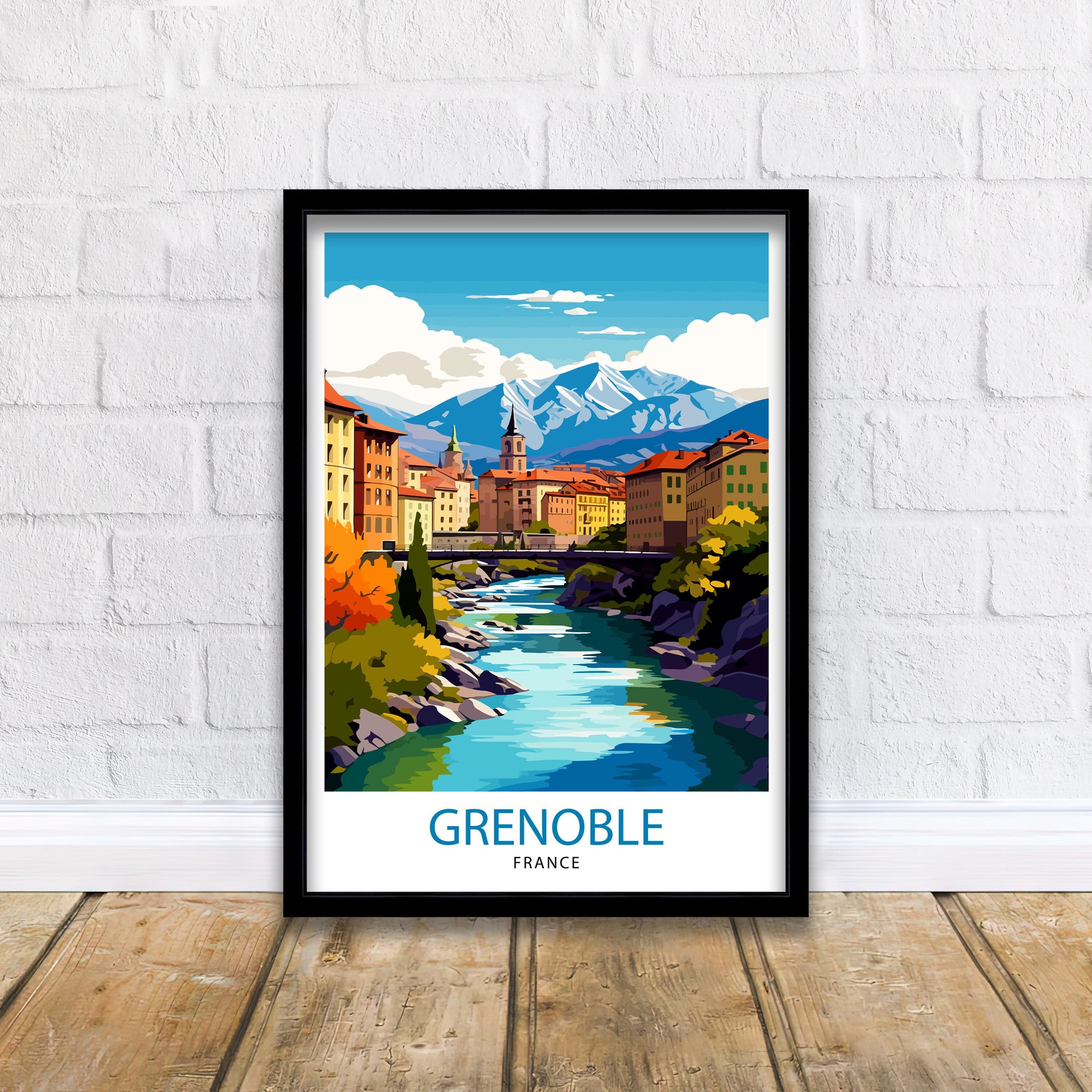 Grenoble France Travel Print France Wall Decor Grenoble Poster French Alps Travel Prints France Art Print Grenoble Illustration French