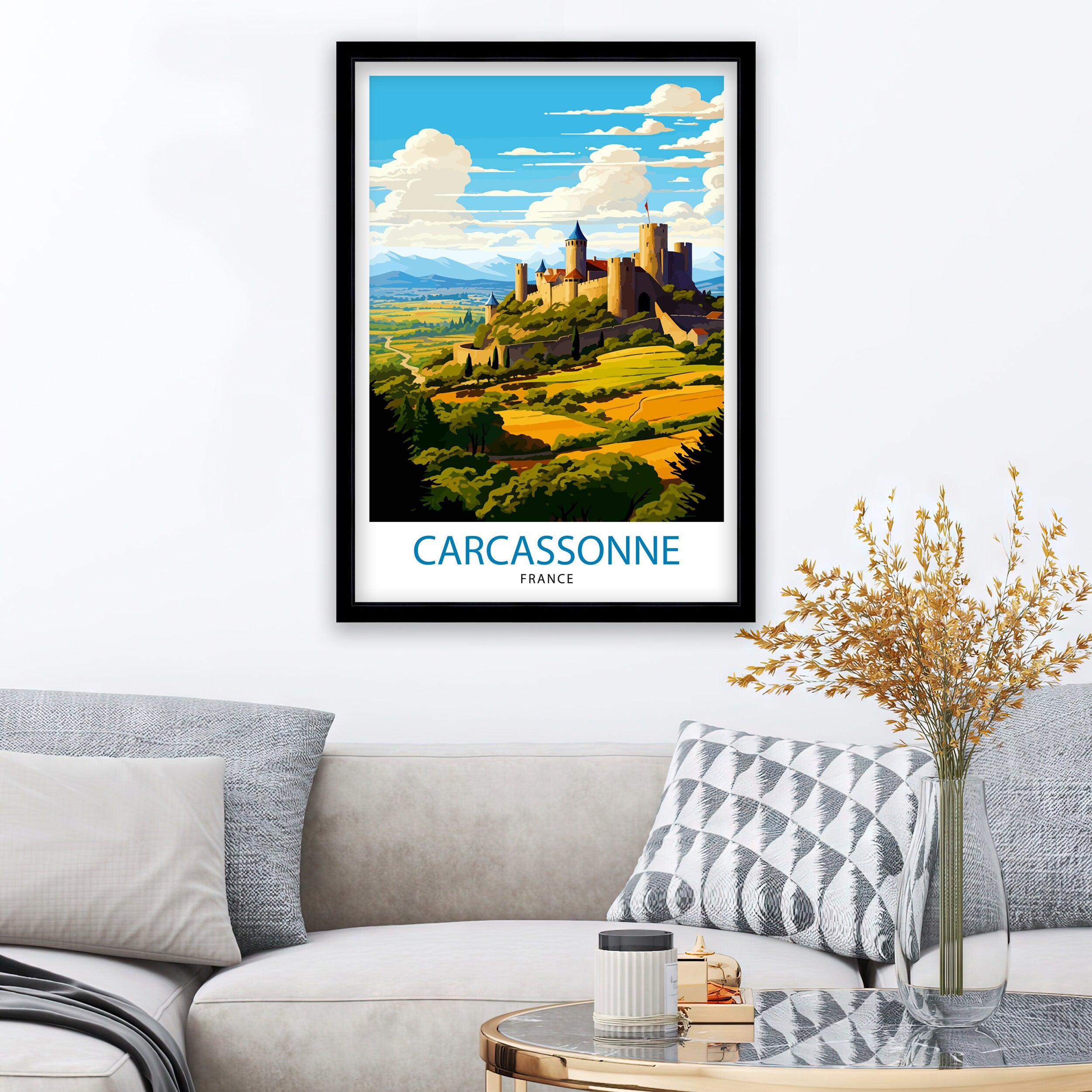 Carcassonne France Travel Print Carcassonne Wall Decor Carcassonne Poster France Travel Prints Carcassonne Art Print Carcassonne