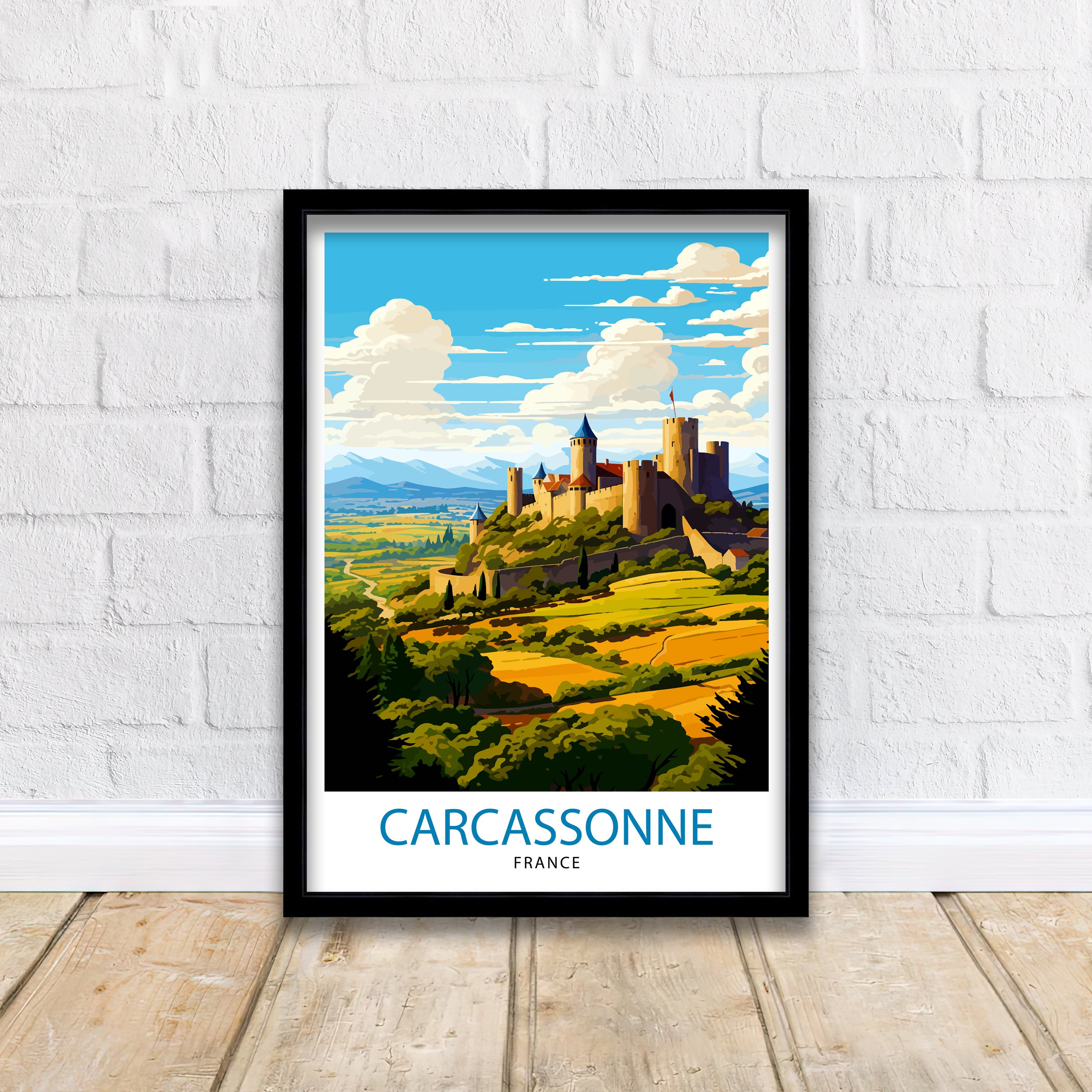 Carcassonne France Travel Print Carcassonne Wall Decor Carcassonne Poster France Travel Prints Carcassonne Art Print Carcassonne