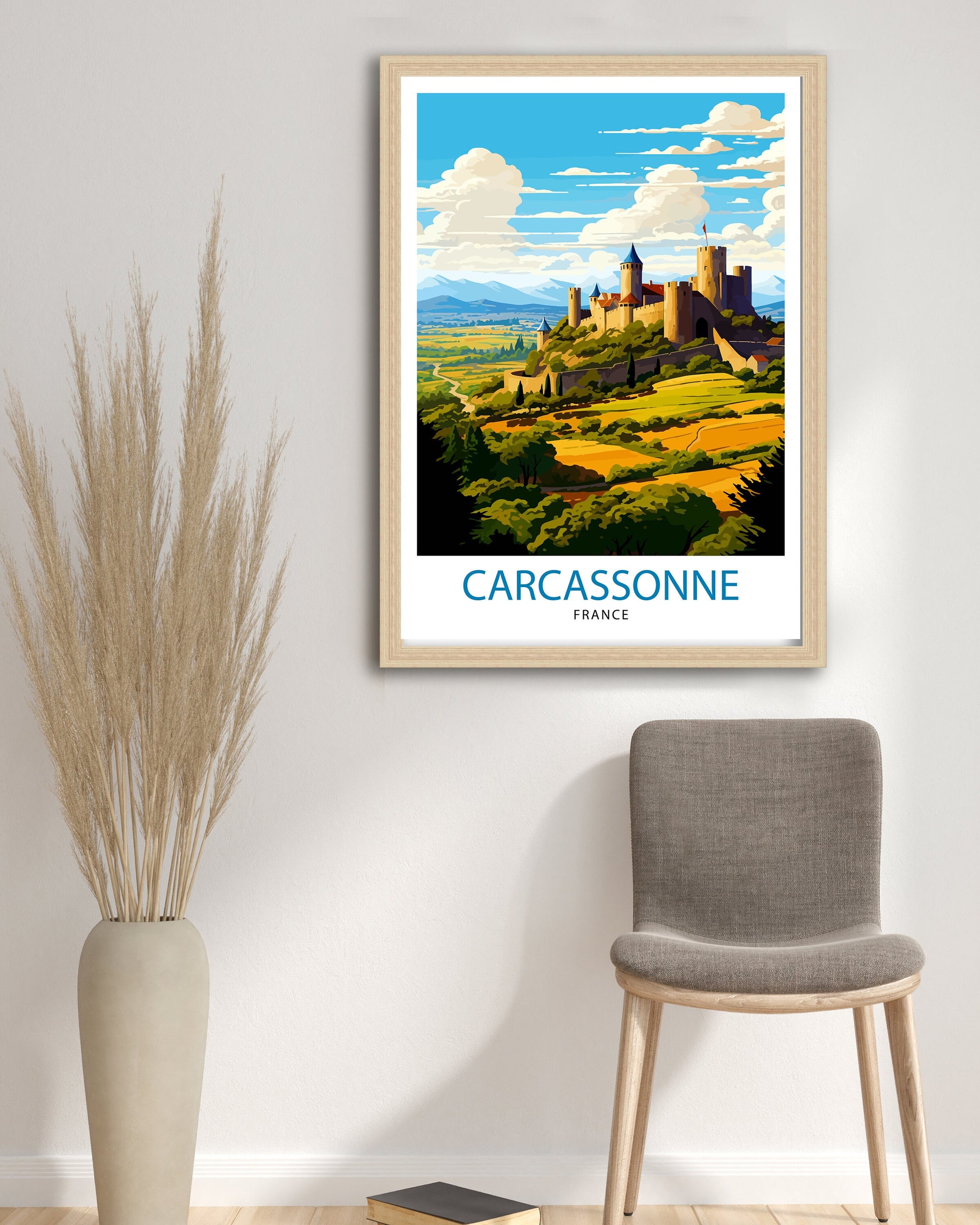 Carcassonne France Travel Print Carcassonne Wall Decor Carcassonne Poster France Travel Prints Carcassonne Art Print Carcassonne
