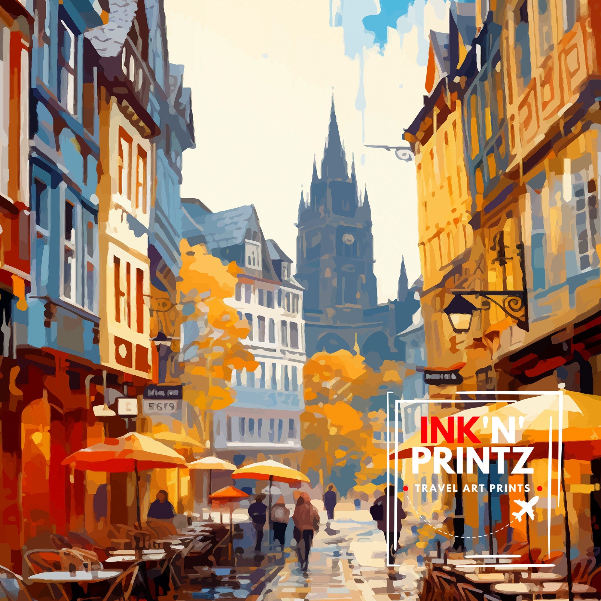 Rouen France Travel Print France Wall Decor Rouen Poster Normandy Travel Prints France Art Print Rouen Illustration France Wall Art City