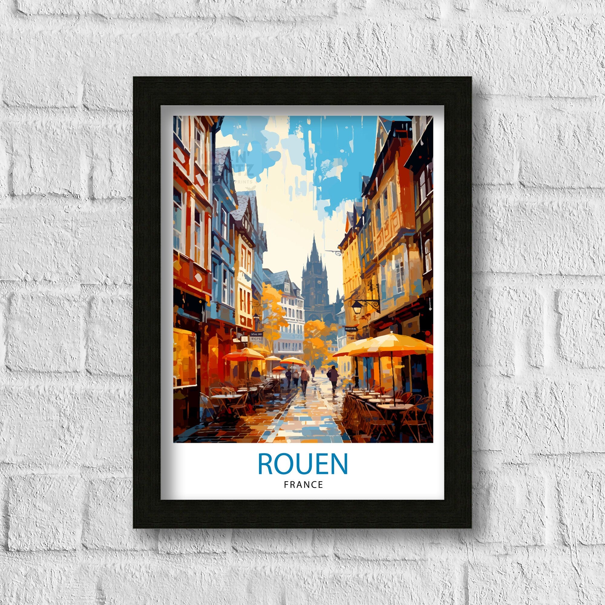 Rouen France Travel Print France Wall Decor Rouen Poster Normandy Travel Prints France Art Print Rouen Illustration France Wall Art City