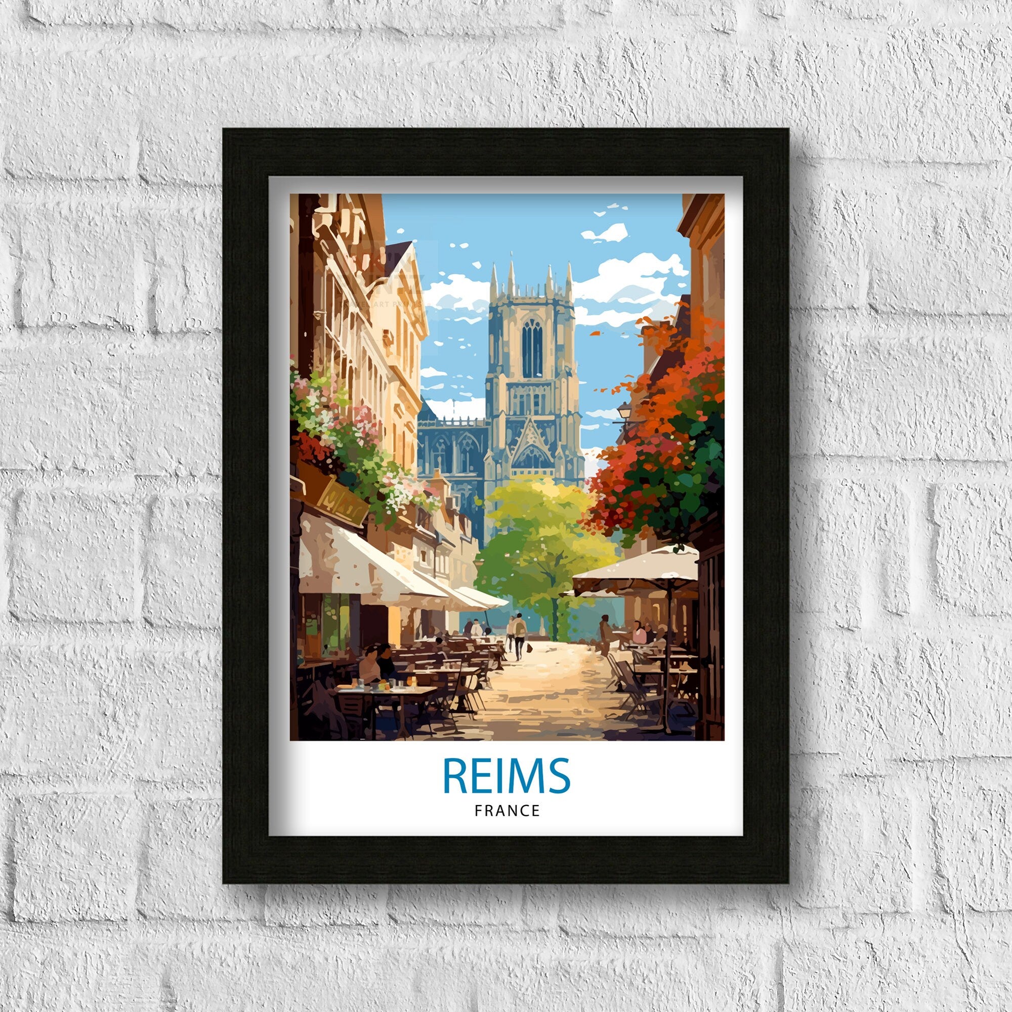 Reims France Travel Print Reims Wall Decor Reims Home Living Decor Reims France Illustration Travel Poster Gift for Reims France Home Decor