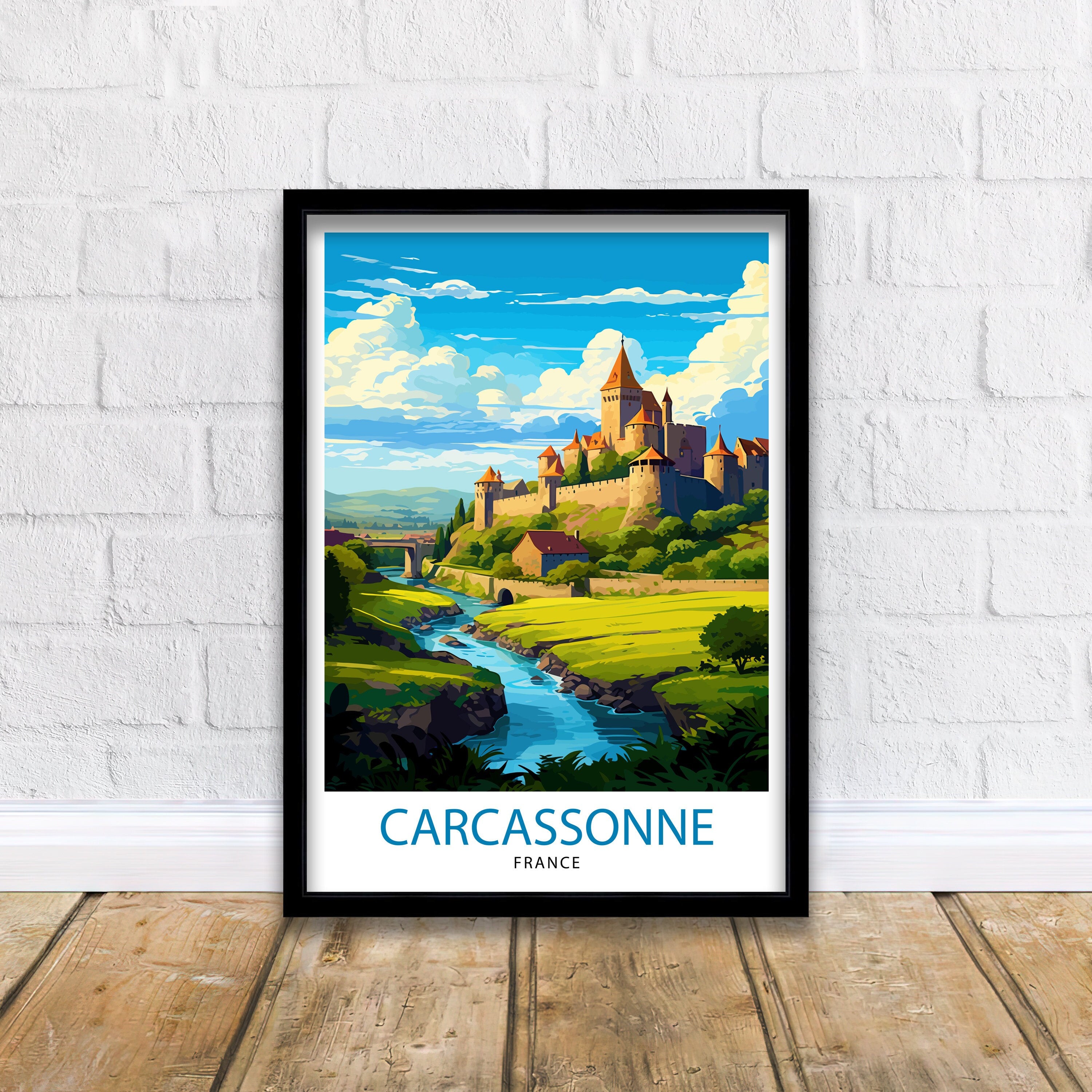 Carcassonne France Travel Print Carcassonne Wall Decor Carcassonne Poster France Travel Prints Carcassonne Art Print Carcassonne