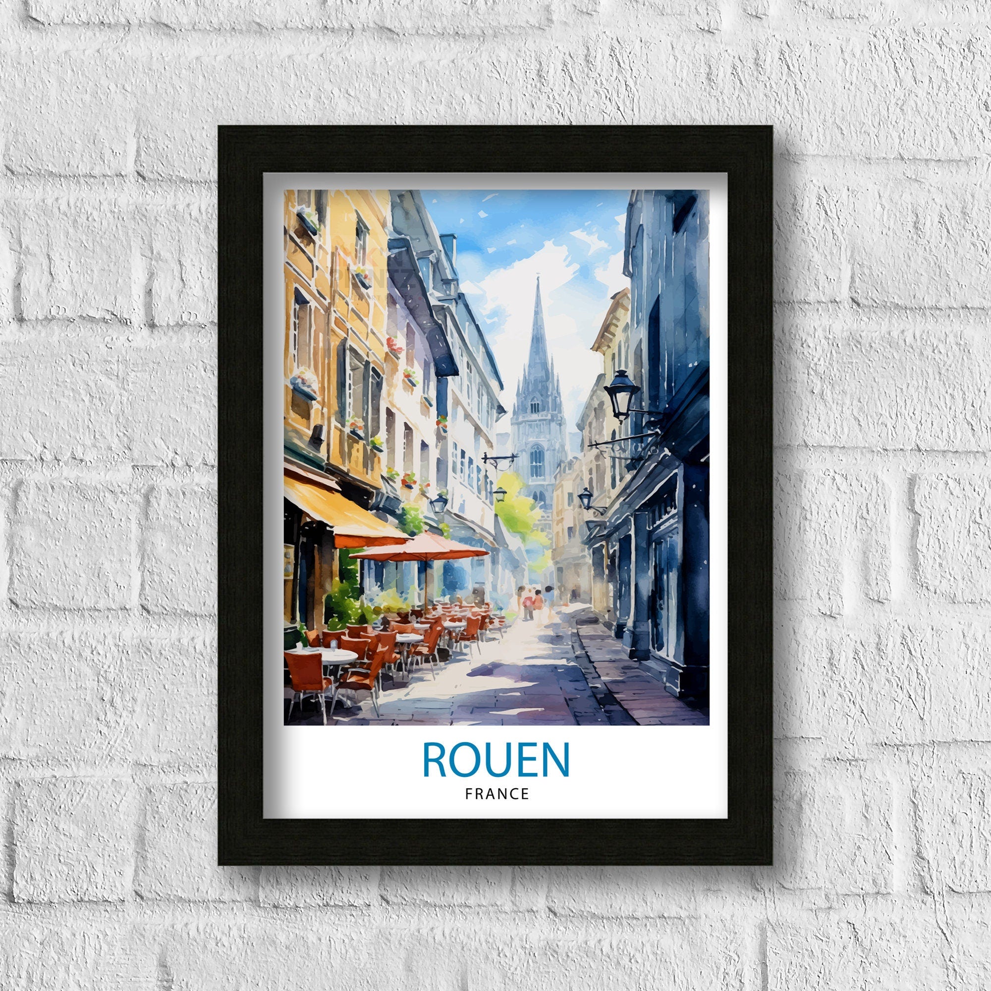 Rouen France Travel Print France Wall Decor Rouen Poster Normandy Travel Prints France Art Print Rouen Illustration France Wall Art City
