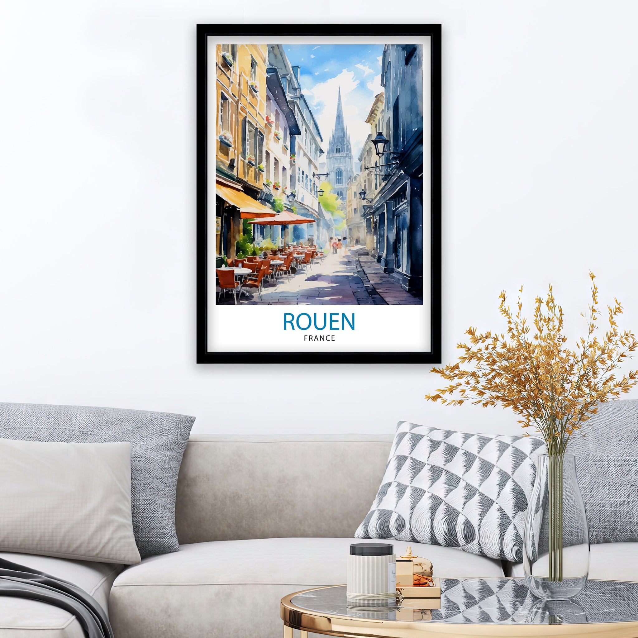Rouen France Travel Print France Wall Decor Rouen Poster Normandy Travel Prints France Art Print Rouen Illustration France Wall Art City