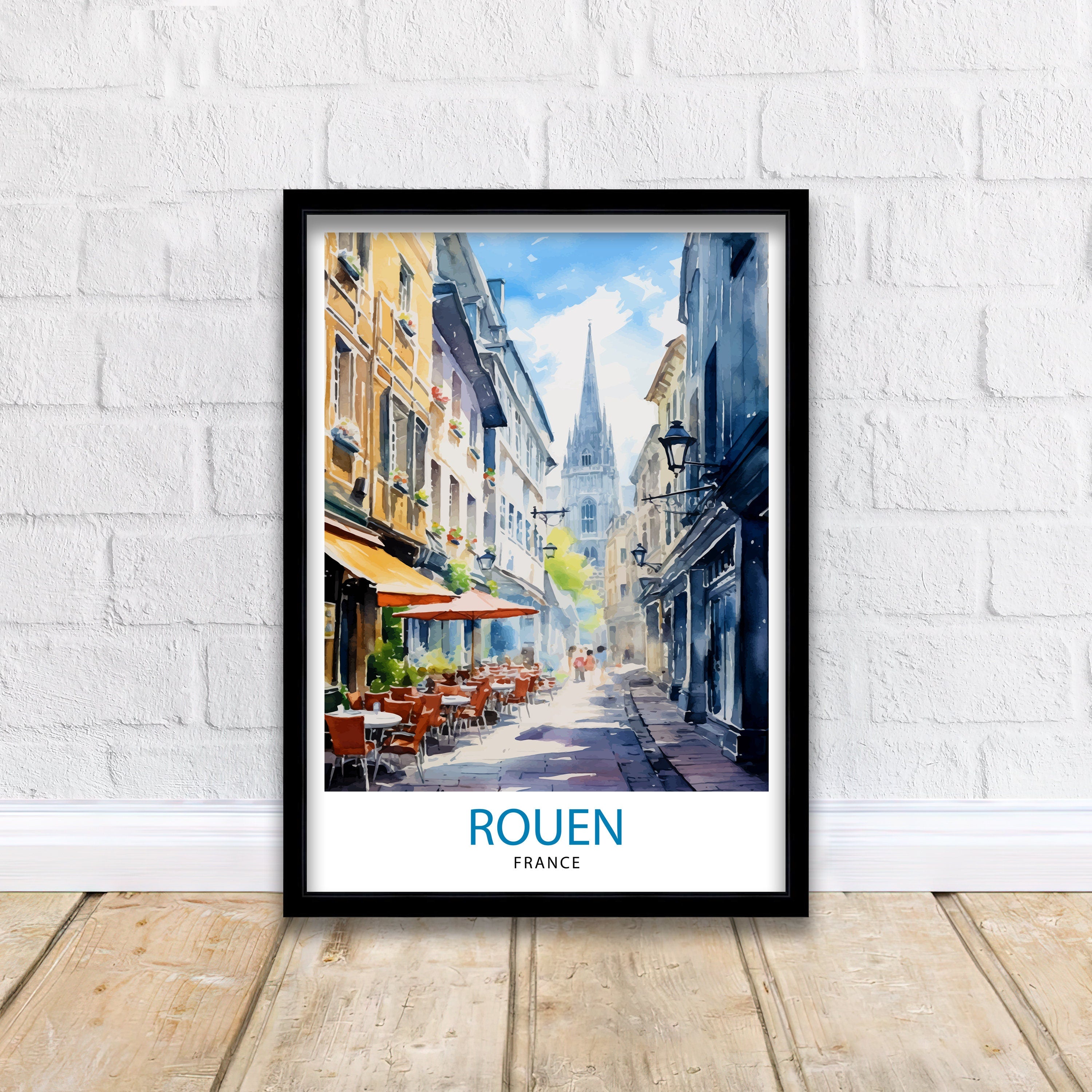 Rouen France Travel Print France Wall Decor Rouen Poster Normandy Travel Prints France Art Print Rouen Illustration France Wall Art City