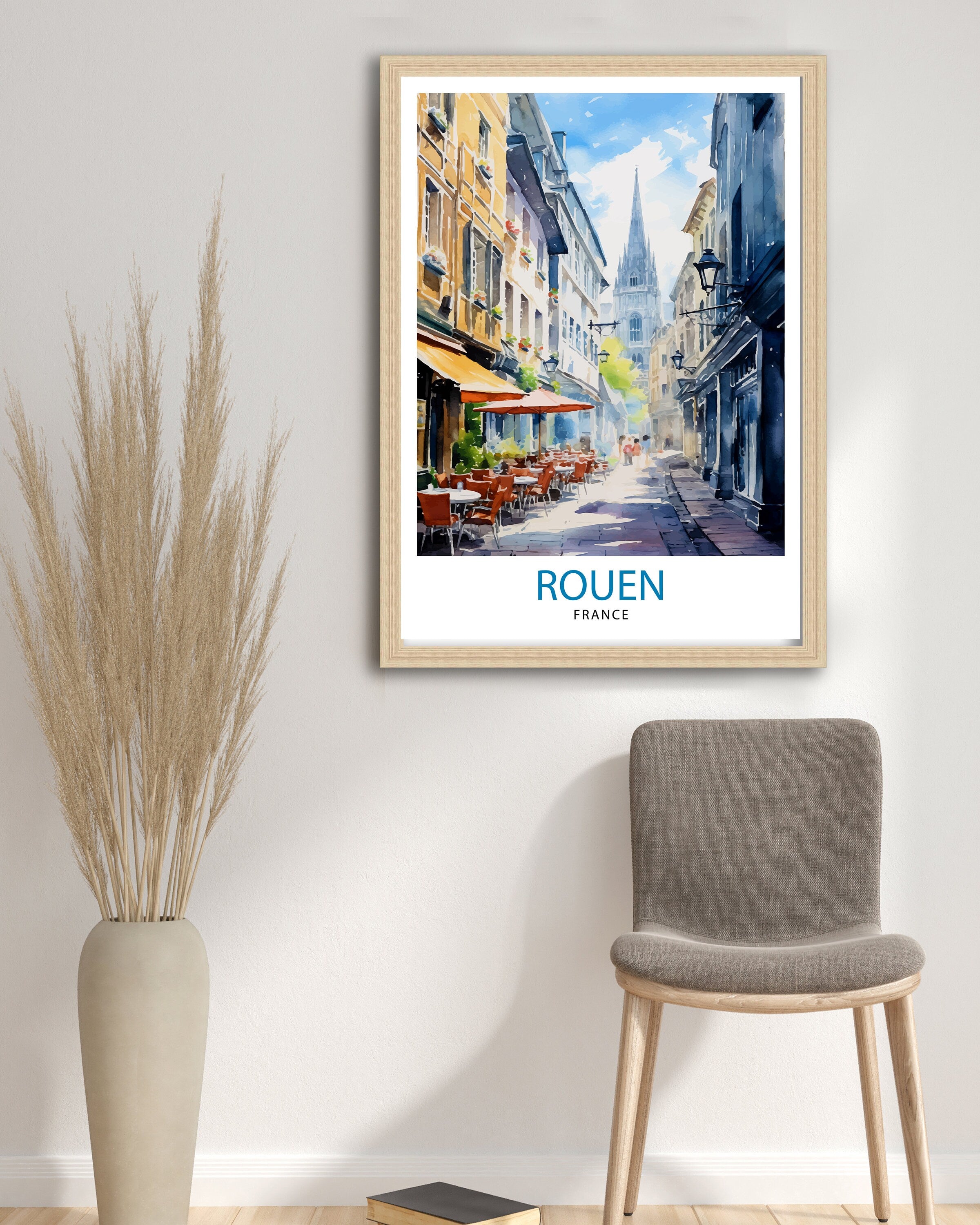 Rouen France Travel Print France Wall Decor Rouen Poster Normandy Travel Prints France Art Print Rouen Illustration France Wall Art City